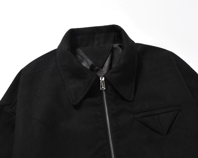 Men’s Retro Boxy Zip-Up Jacket – American Vintage Cropped Street Outerwear FE0035