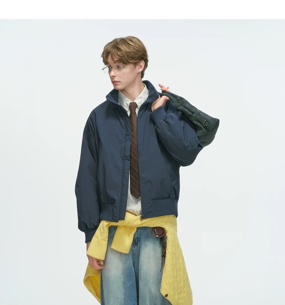 Stand Collar Down Jacket – Minimalist Warm Puffer for Winter Street Style FE0073