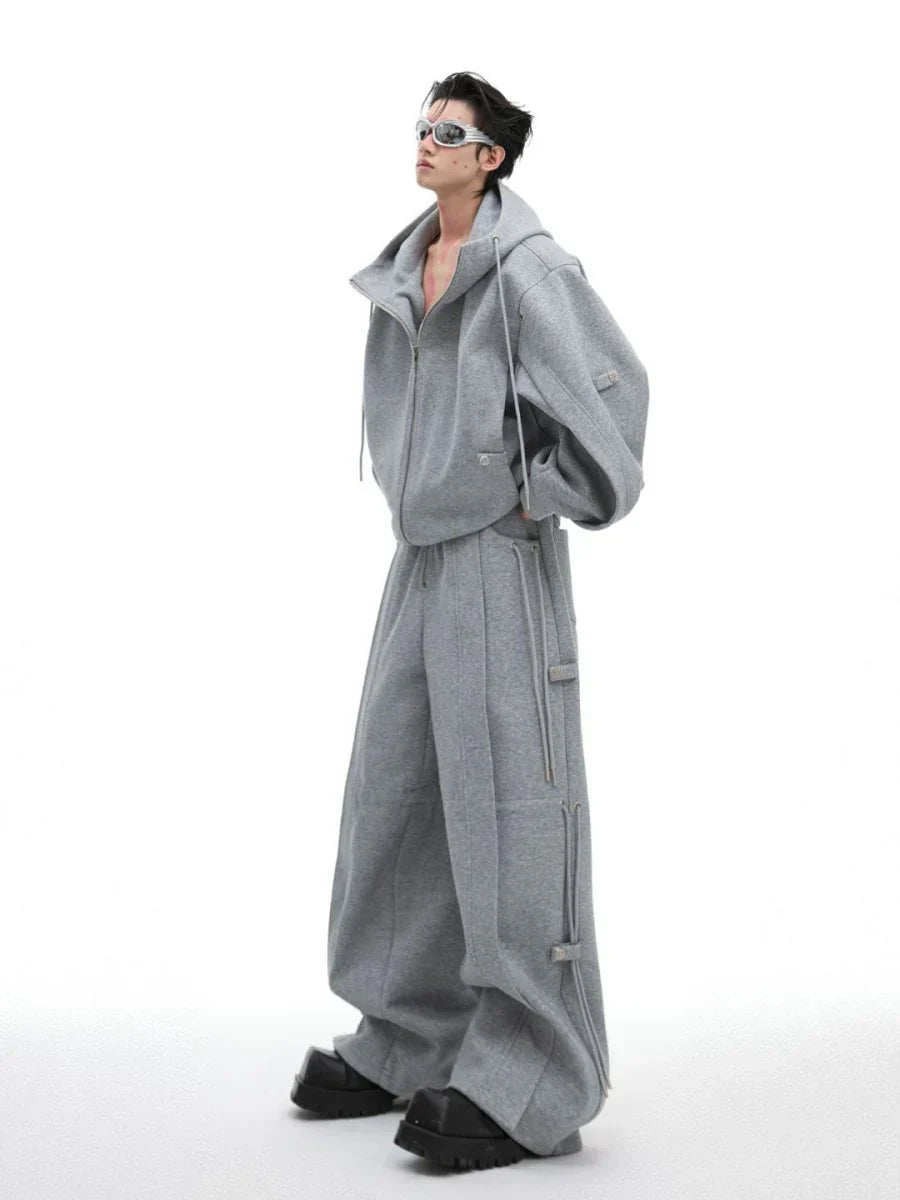 LOOSE HOODED SWEATER JACKET + BOTTOMS FE0491