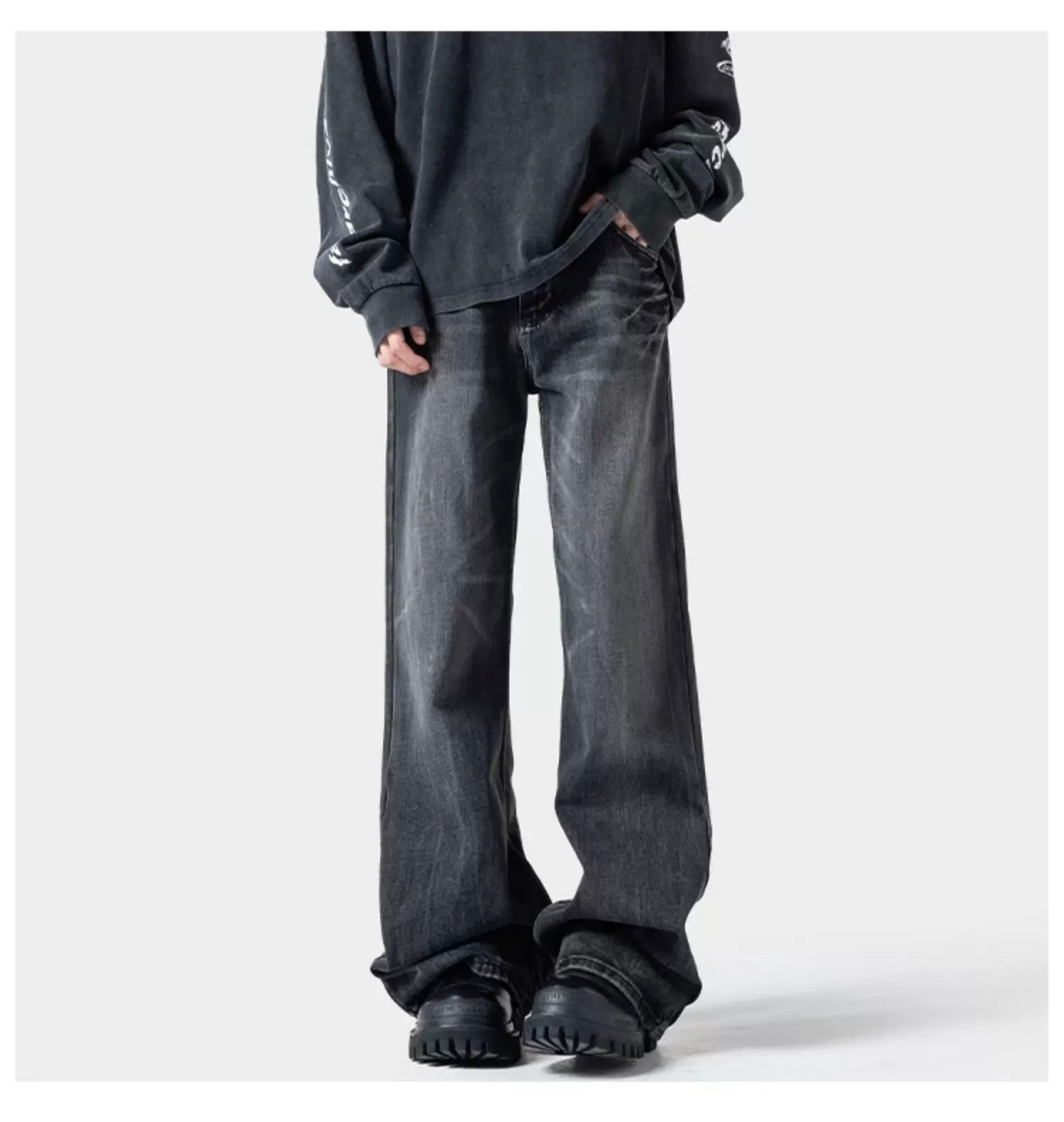 Men’s Lightning Flare Jeans – American Retro Street Denim Pants FE0304