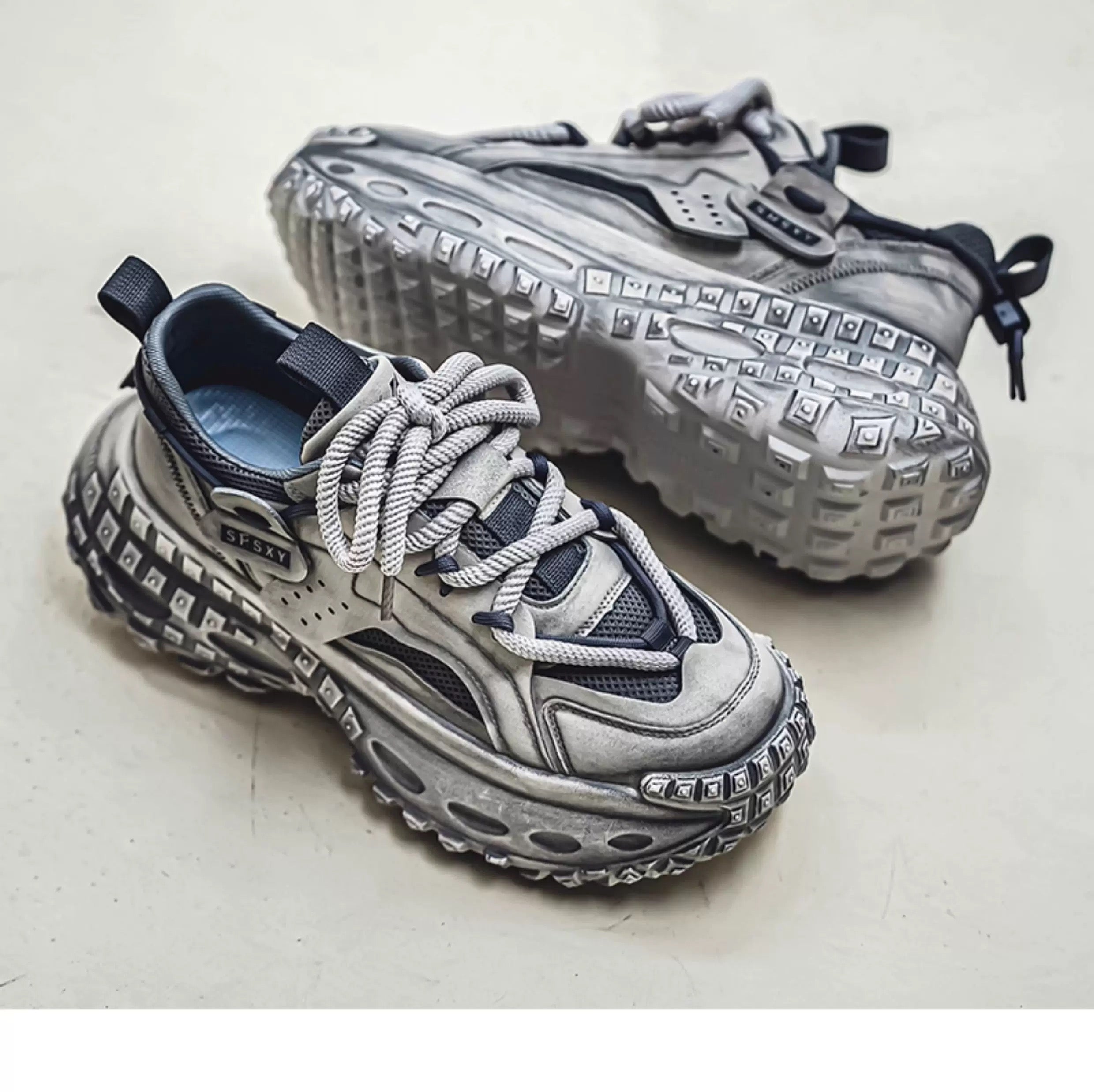 Men’s 2025 New Chunky Sneakers Tire Sole Platform Dad Shoes Fashion Street Style Casual Running ShoesS0016