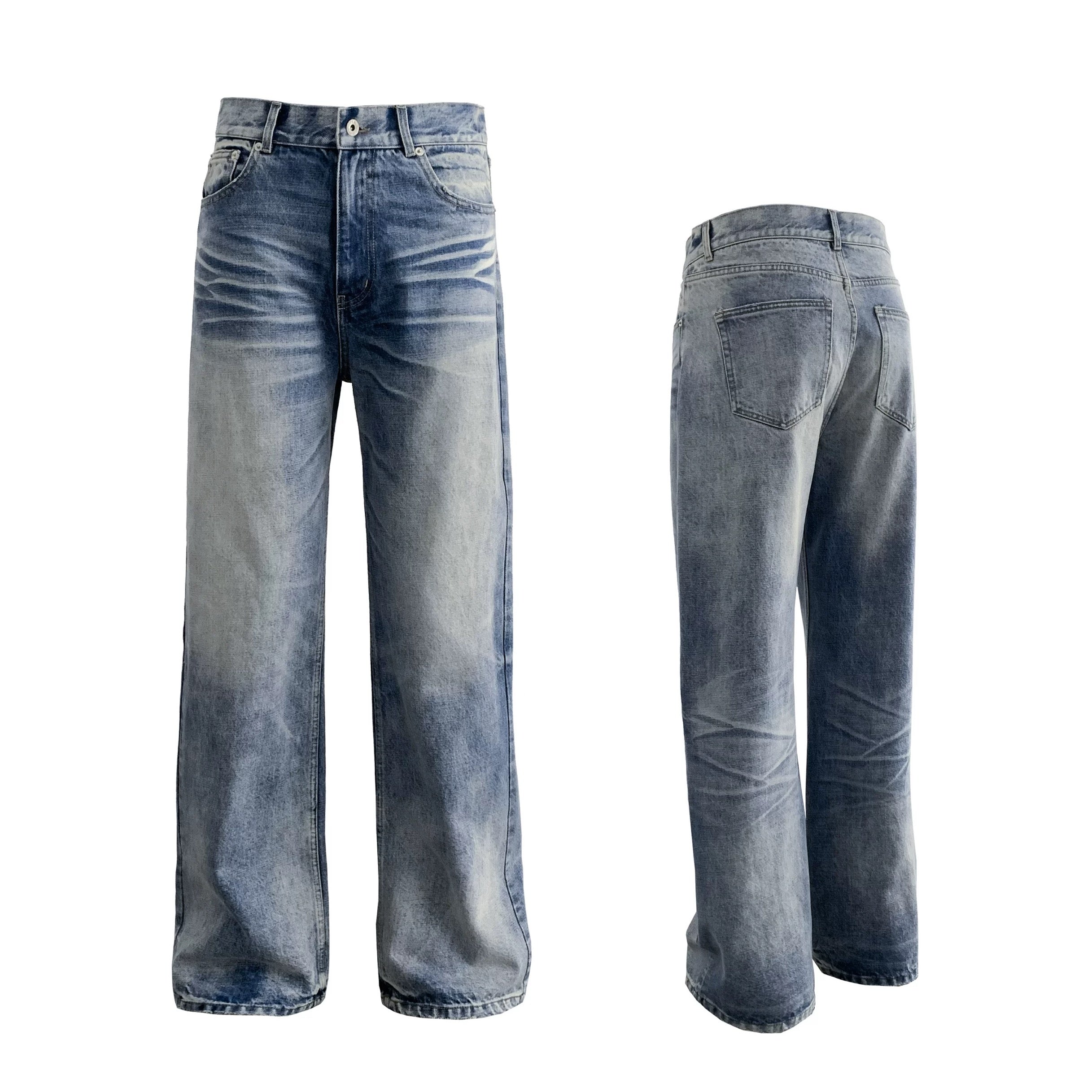 Washed Blue Straight-Leg Denim Jeans FE0065