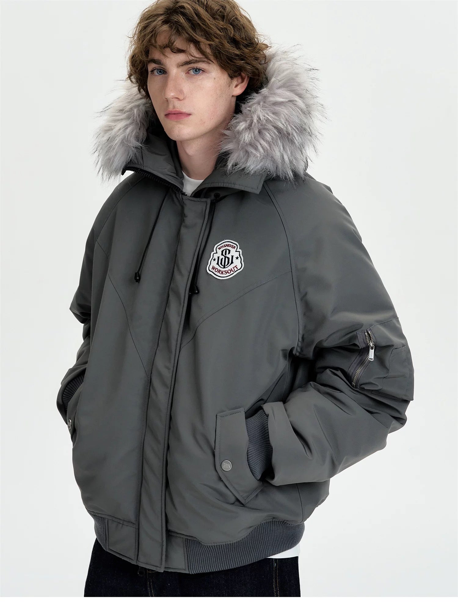 Detachable Fur Hooded Parka – Vintage American Winter Cotton Jacket FE0345