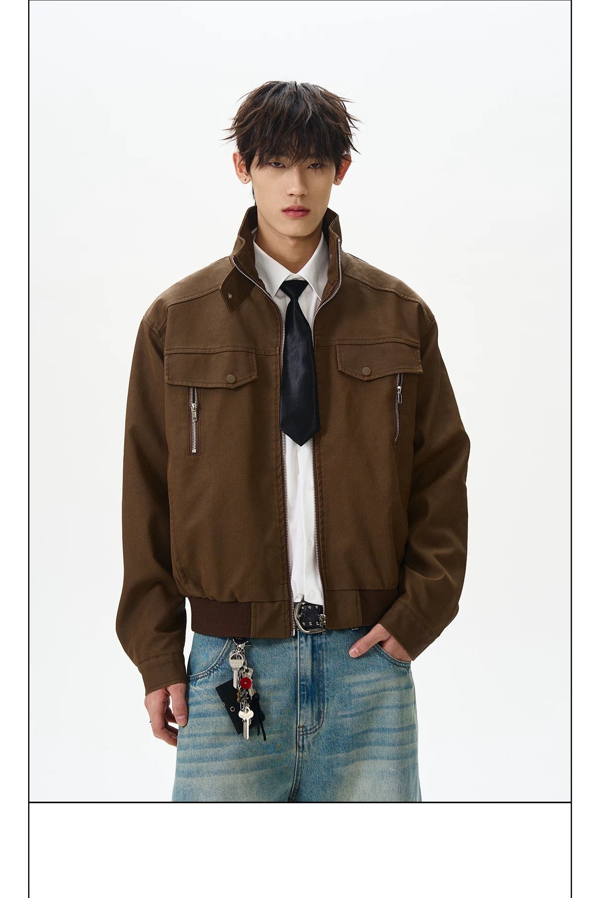 Men’s Stand-Collar American Streetwear Jacket FE0086