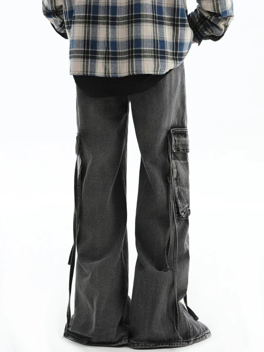 MULTI-POCKET LOOSE STRAIGHT LONG JEANS FE0403