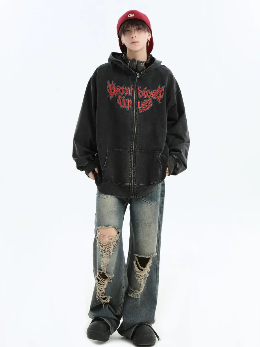 GOTHIC LETTER LOGO DENIM JACKET FE0122