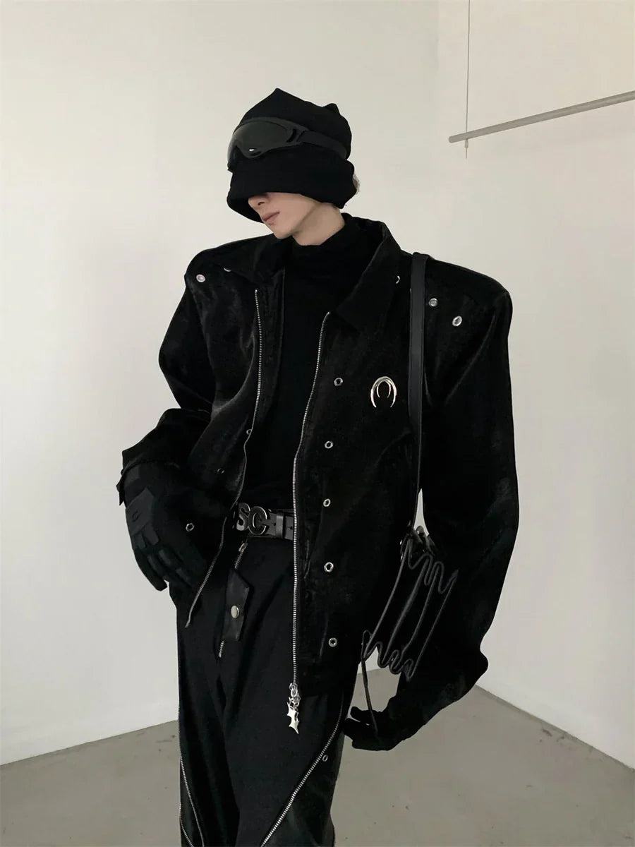 SHOULDER PADS SILHOUETTE LAPEL SHORT JACKET FE0466