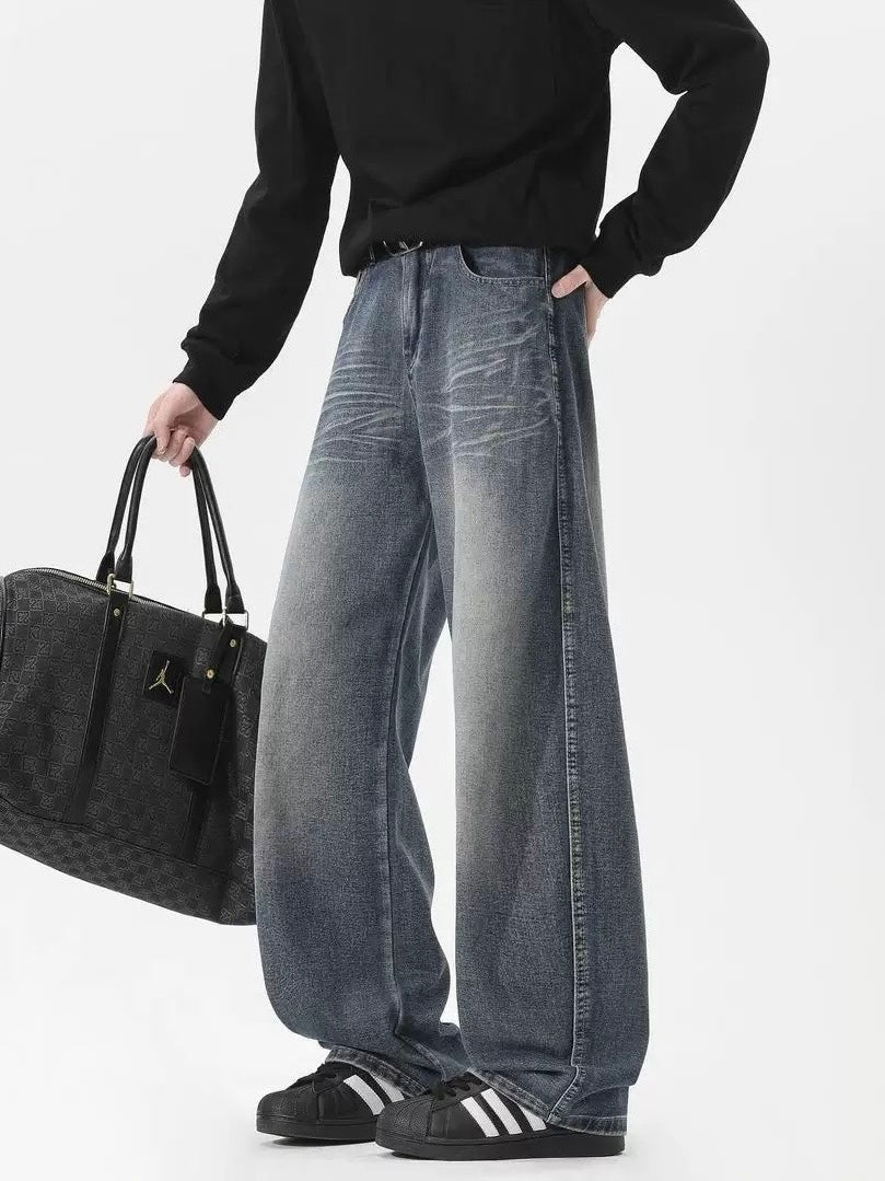 WASHED DRAPE STRAIGHT JEANS FE0137