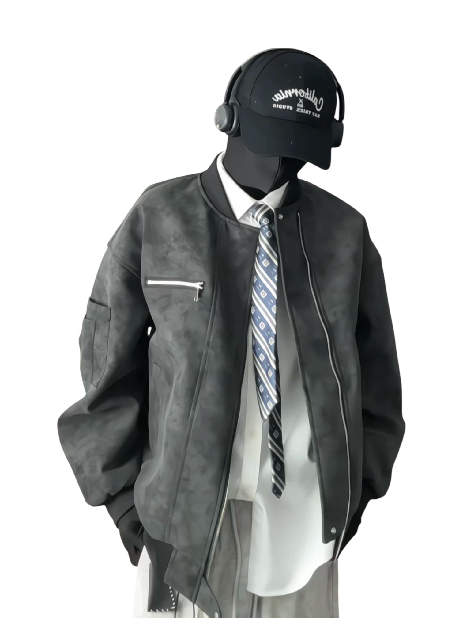 LOOSE STAND-COLLAR MOTO JACKET FE0217