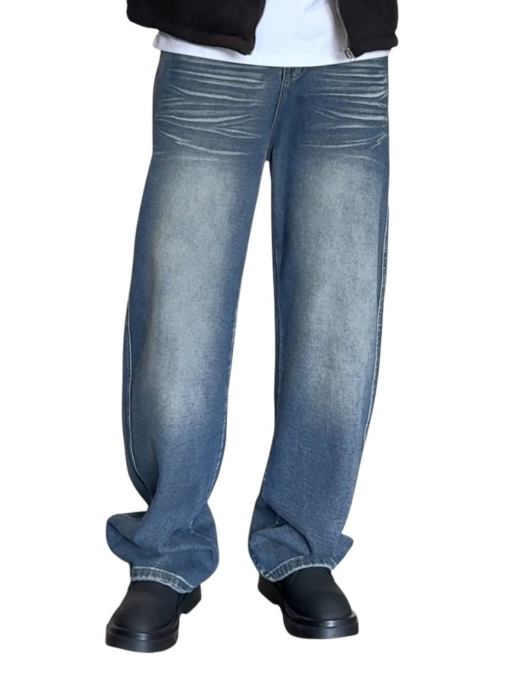 WASHED DRAPE STRAIGHT JEANS FE0137