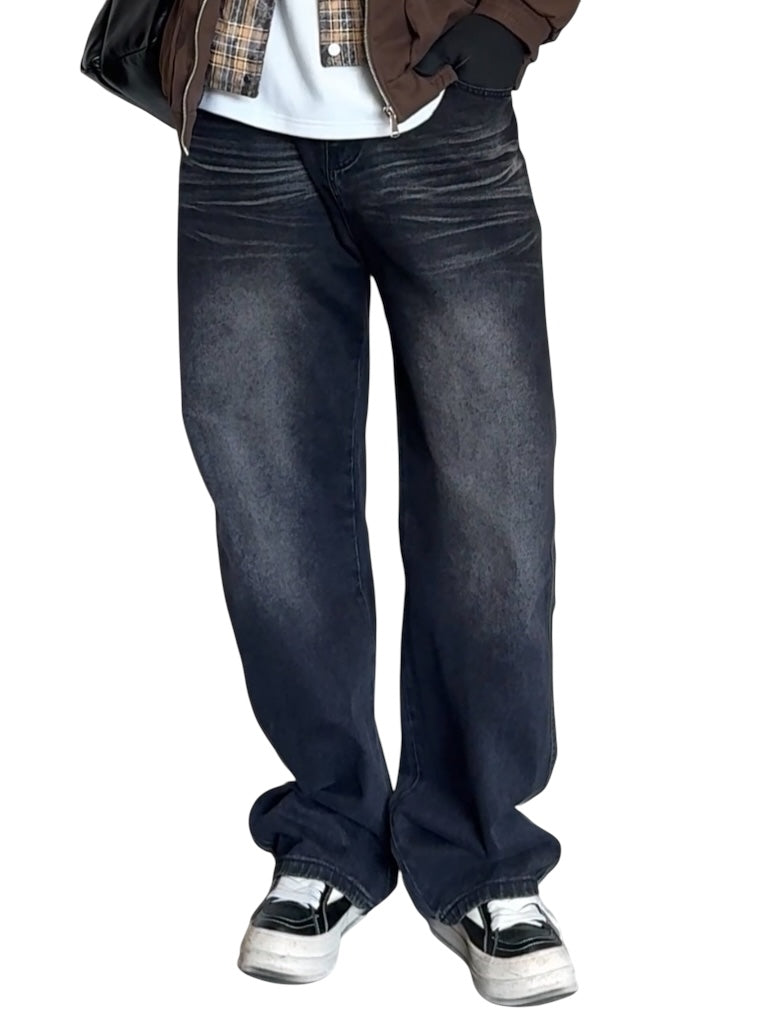 WASHED DRAPE STRAIGHT JEANS FE0137