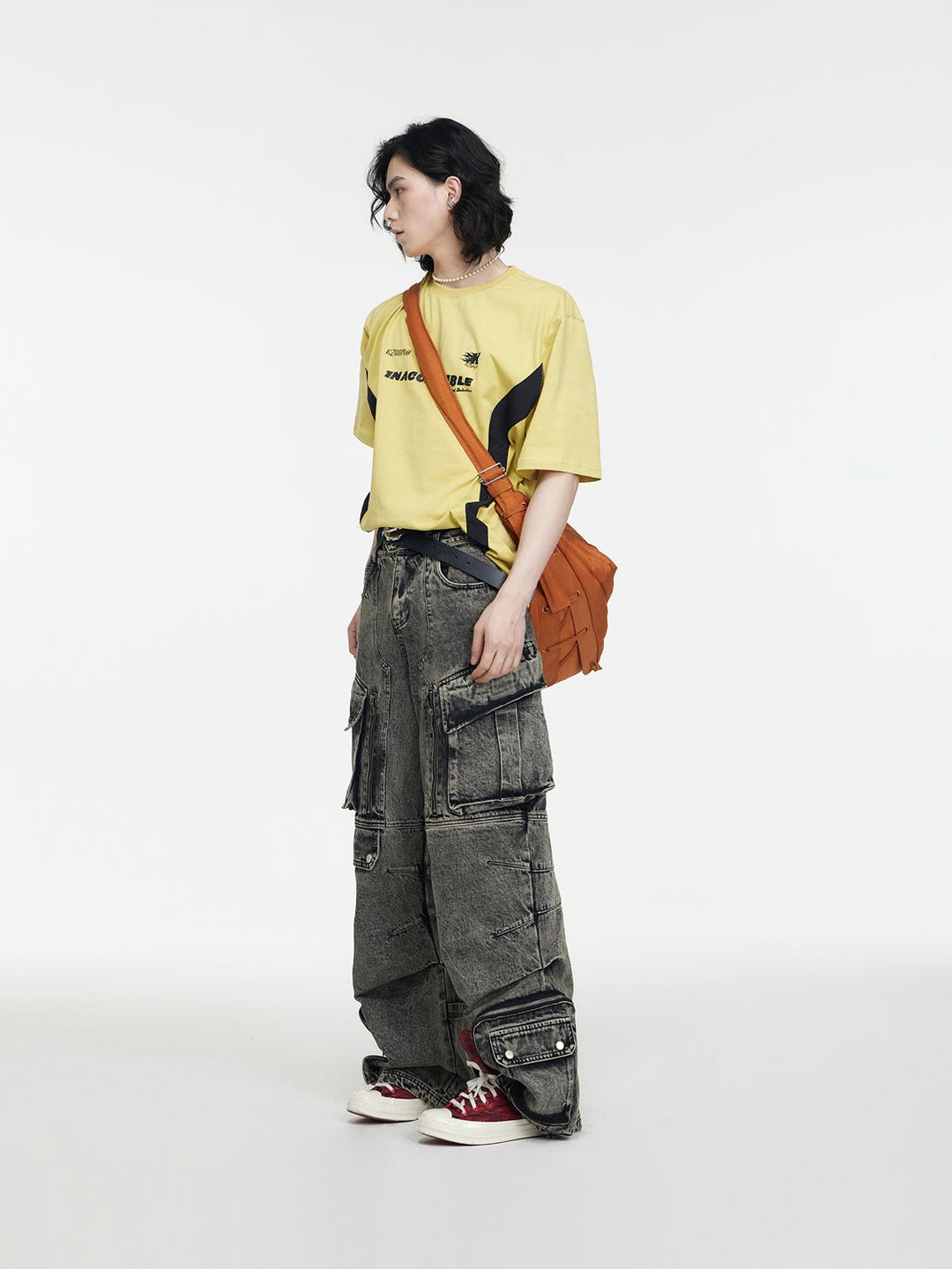 Multi-pocket wide leg casual jeans FE0420