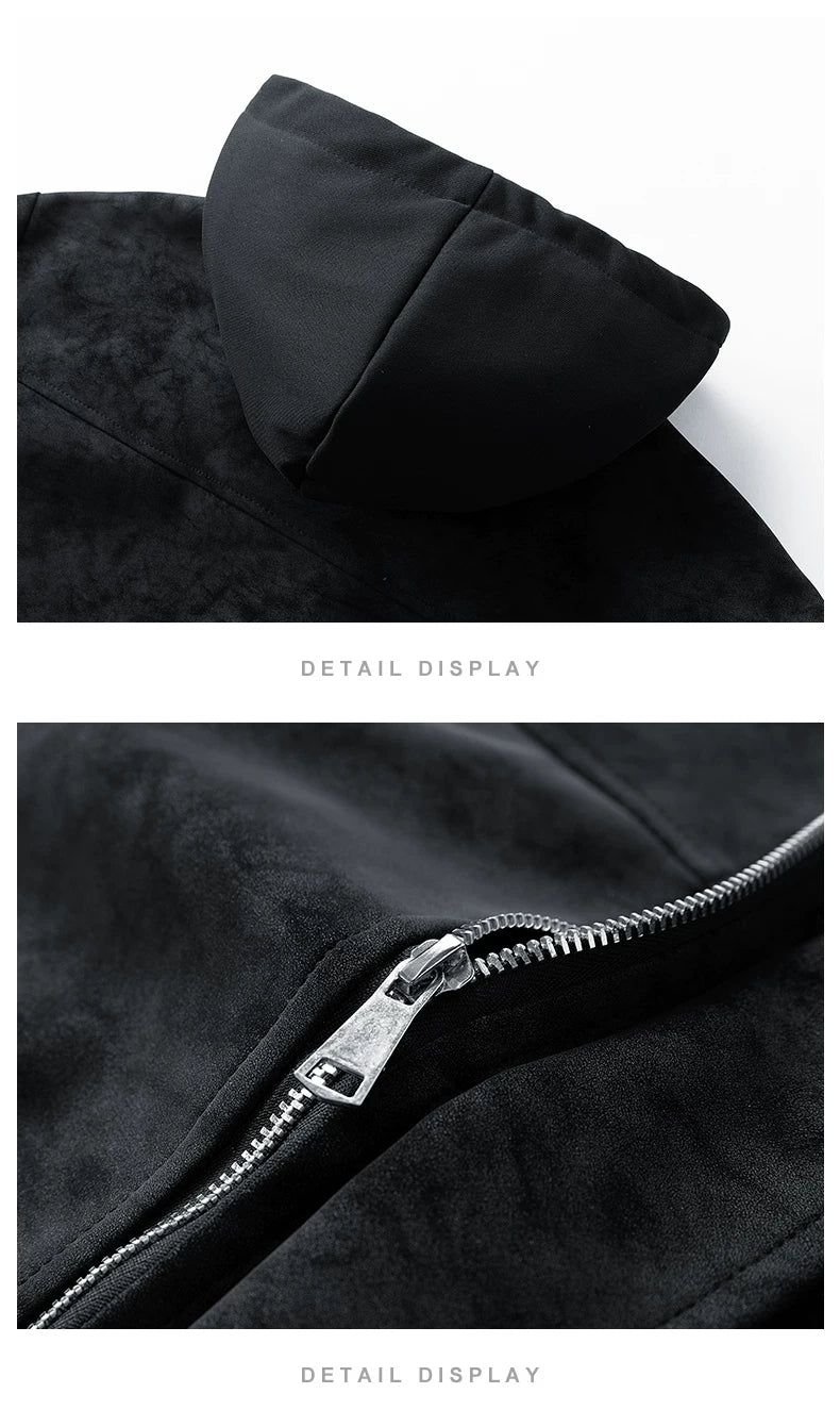 Spring PU leather jacket hooded jacket FE0703