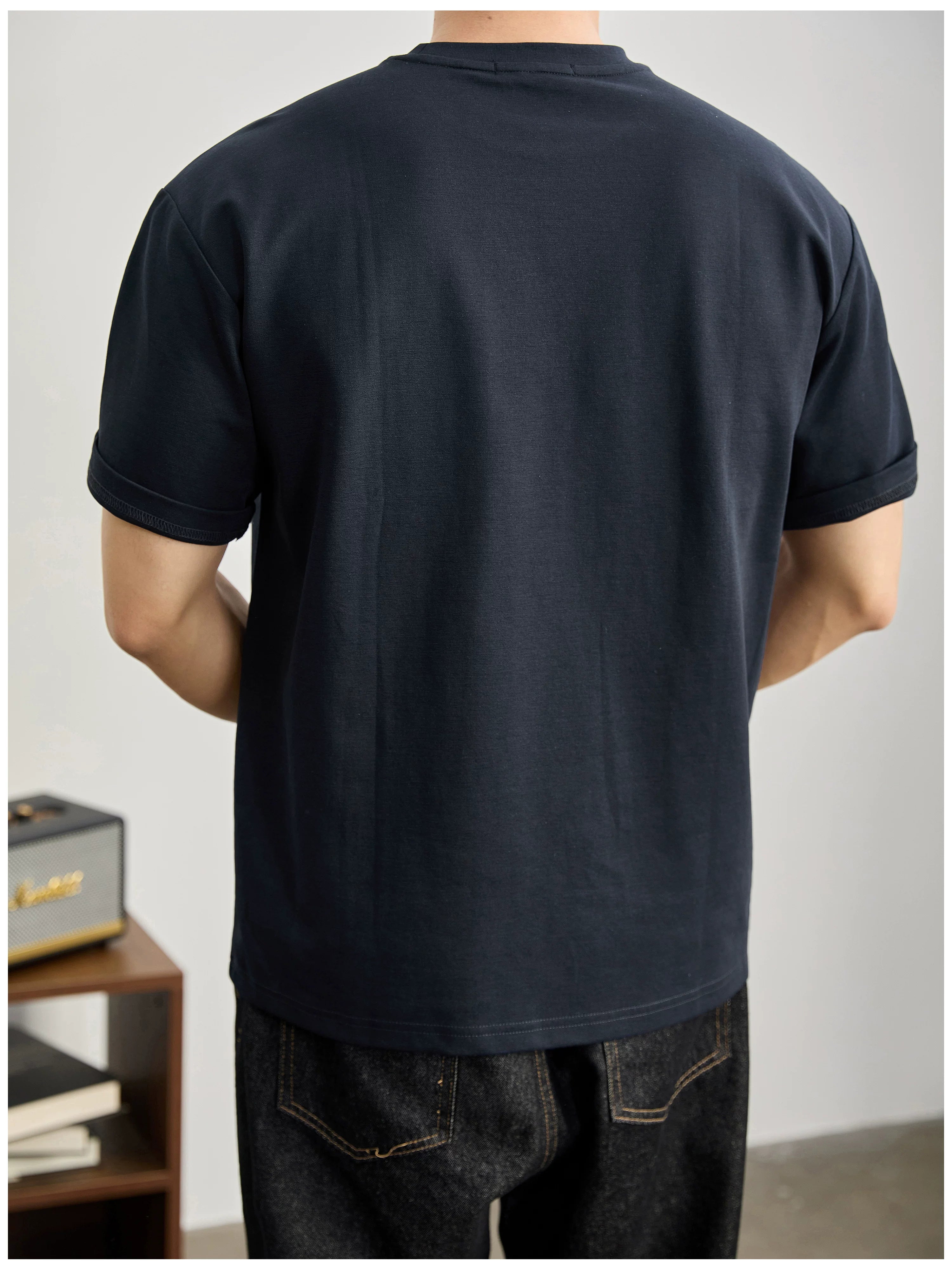 Simple washed cotton short-sleeved T-shirt FE0738