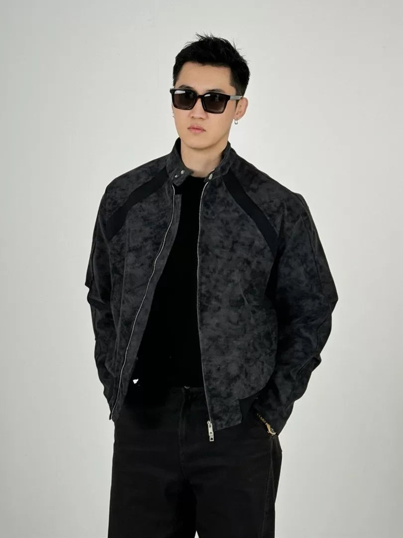 American tie-dye stand-up collar flight jacket FE0702