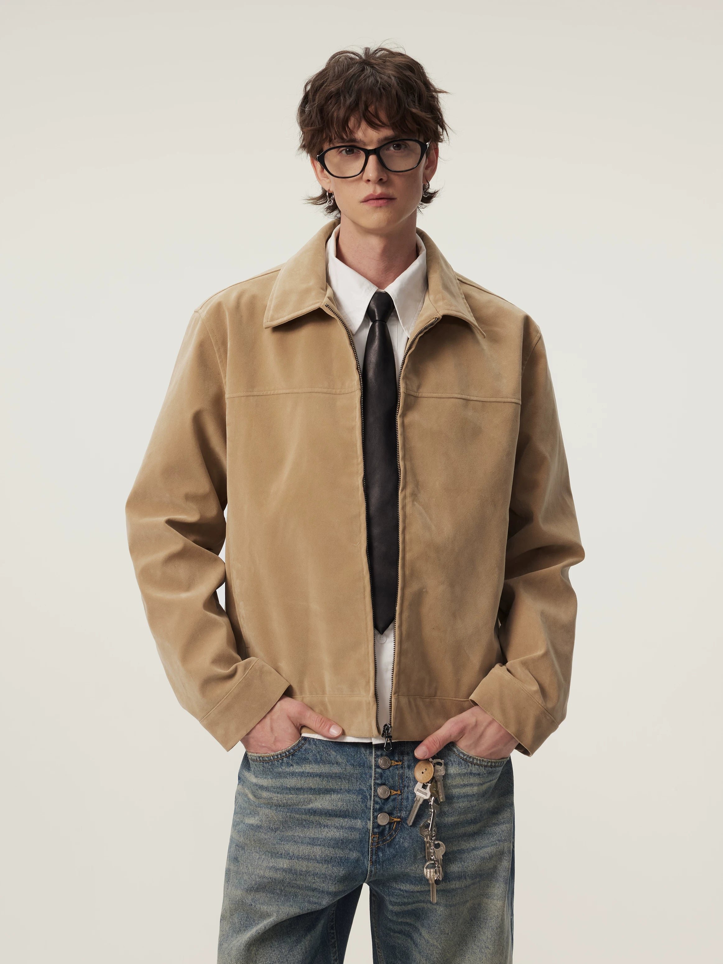 Old Money Short Imitation Velvet Lapel Jacket FE0707