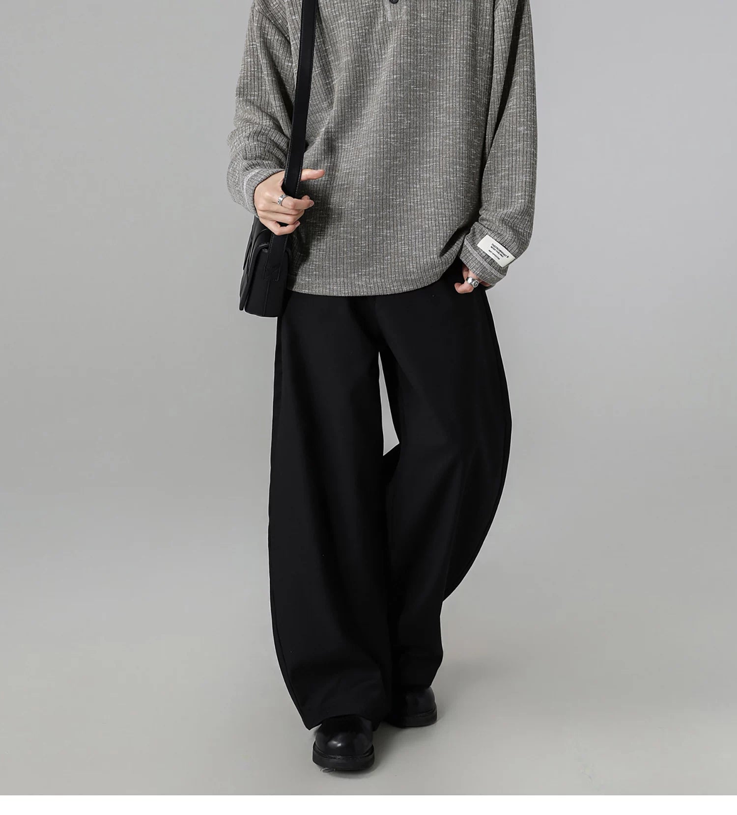 Grey Henry Neck Long Sleeve T-Shirt FE0713