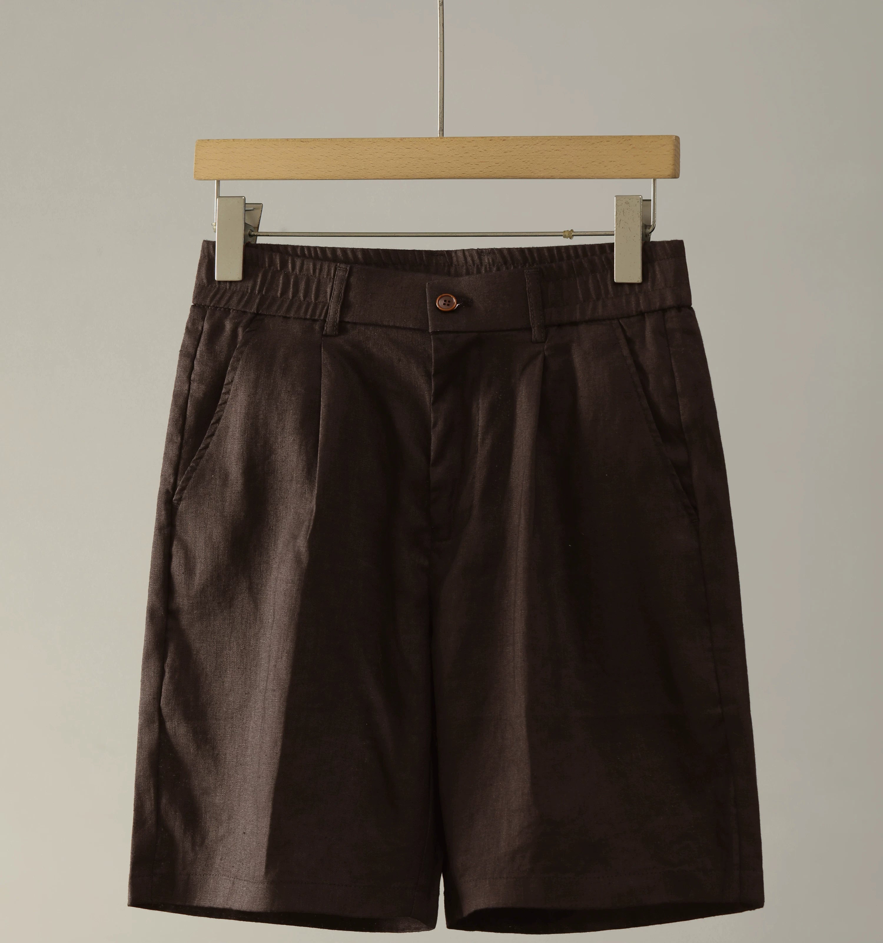 Old Money Drop Straight Double Pleated 100% Pure Linen Shorts FE0729