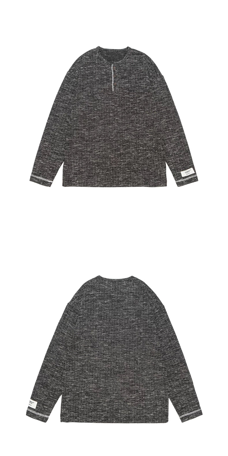 Grey Henry Neck Long Sleeve T-Shirt FE0713