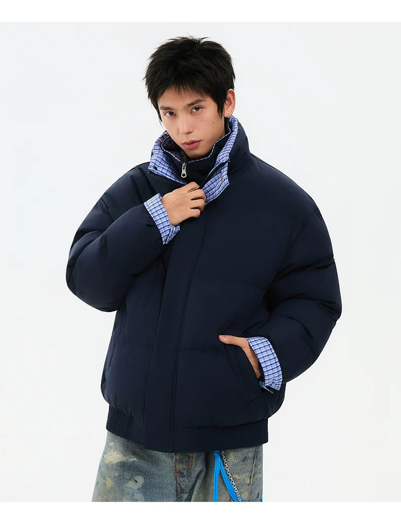 Contrasting color stand-up neck cotton jacket FE0446