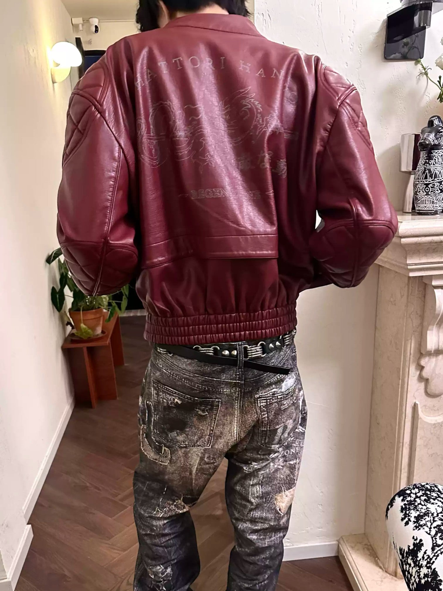 DRAGON-BLADE FAUX LEATHER JACKET FE0214