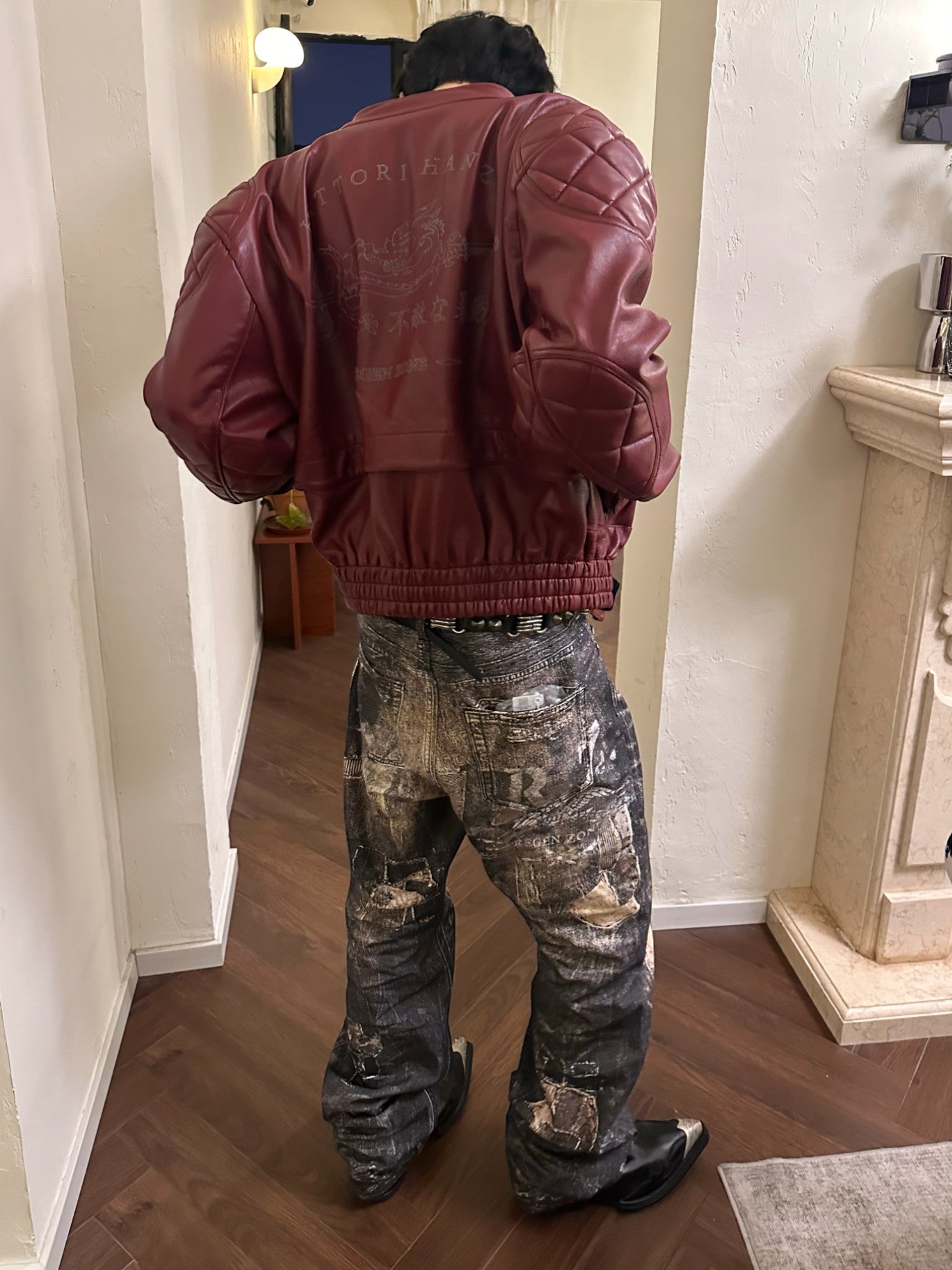 DRAGON-BLADE FAUX LEATHER JACKET FE0214