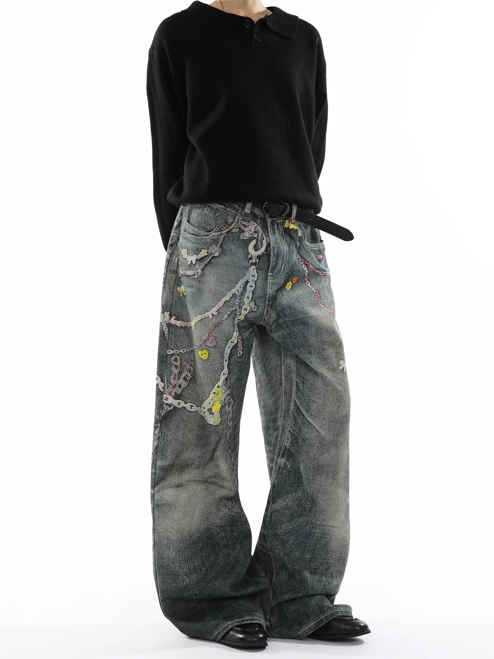 American Printed Straight Jeans FE0112