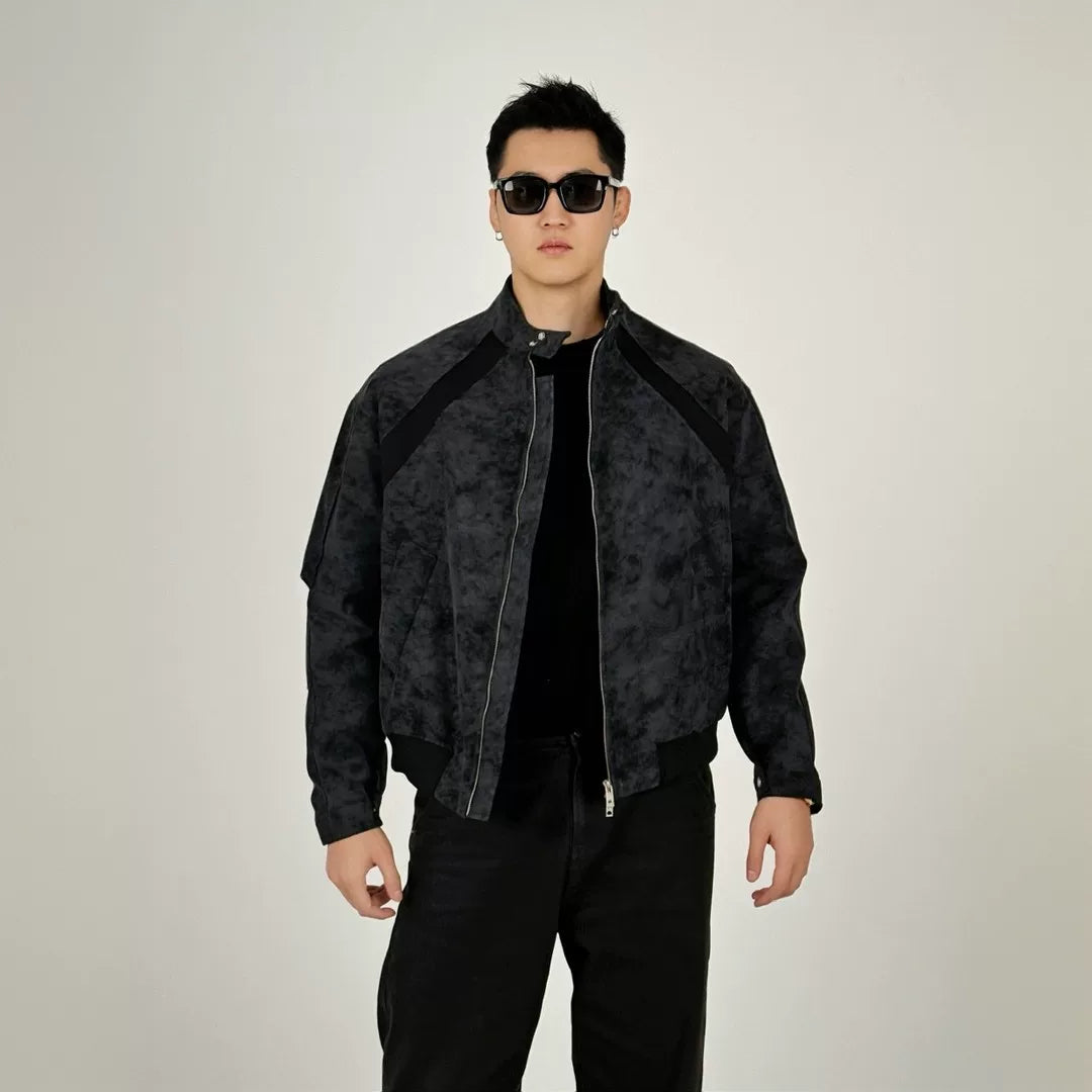 American tie-dye stand-up collar flight jacket FE0702