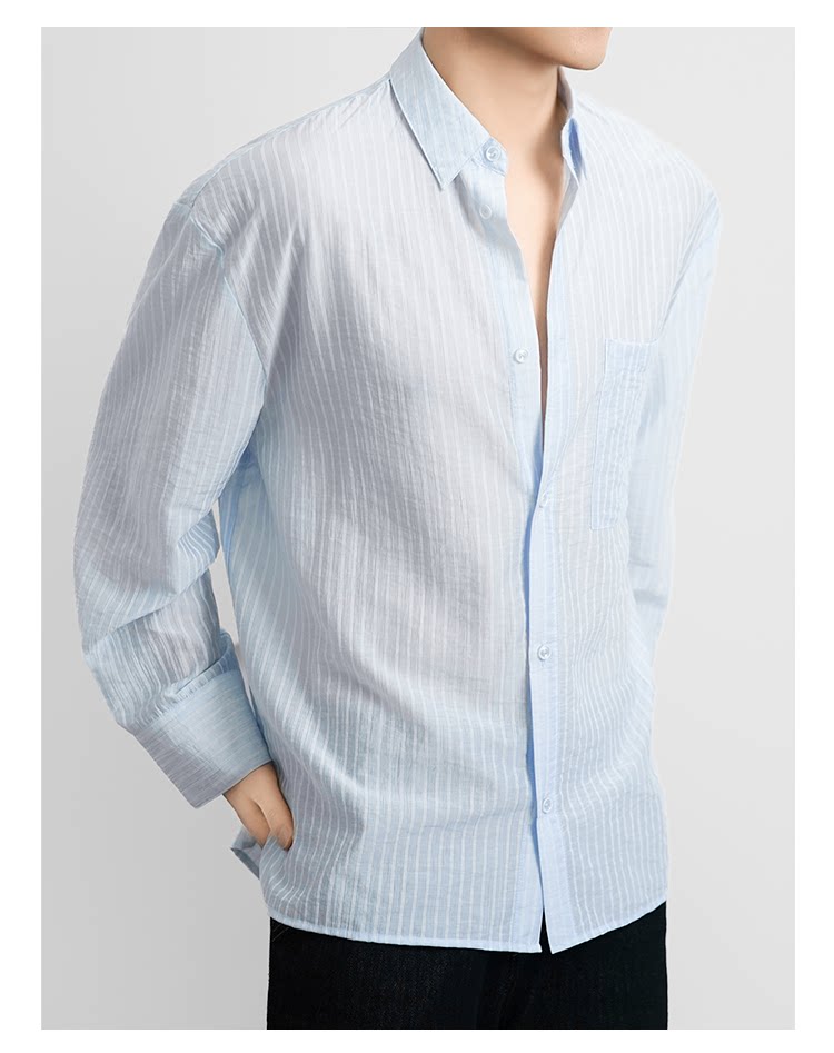 Old money style long-sleeved shirt texture lazy summer thin shirt FE0723