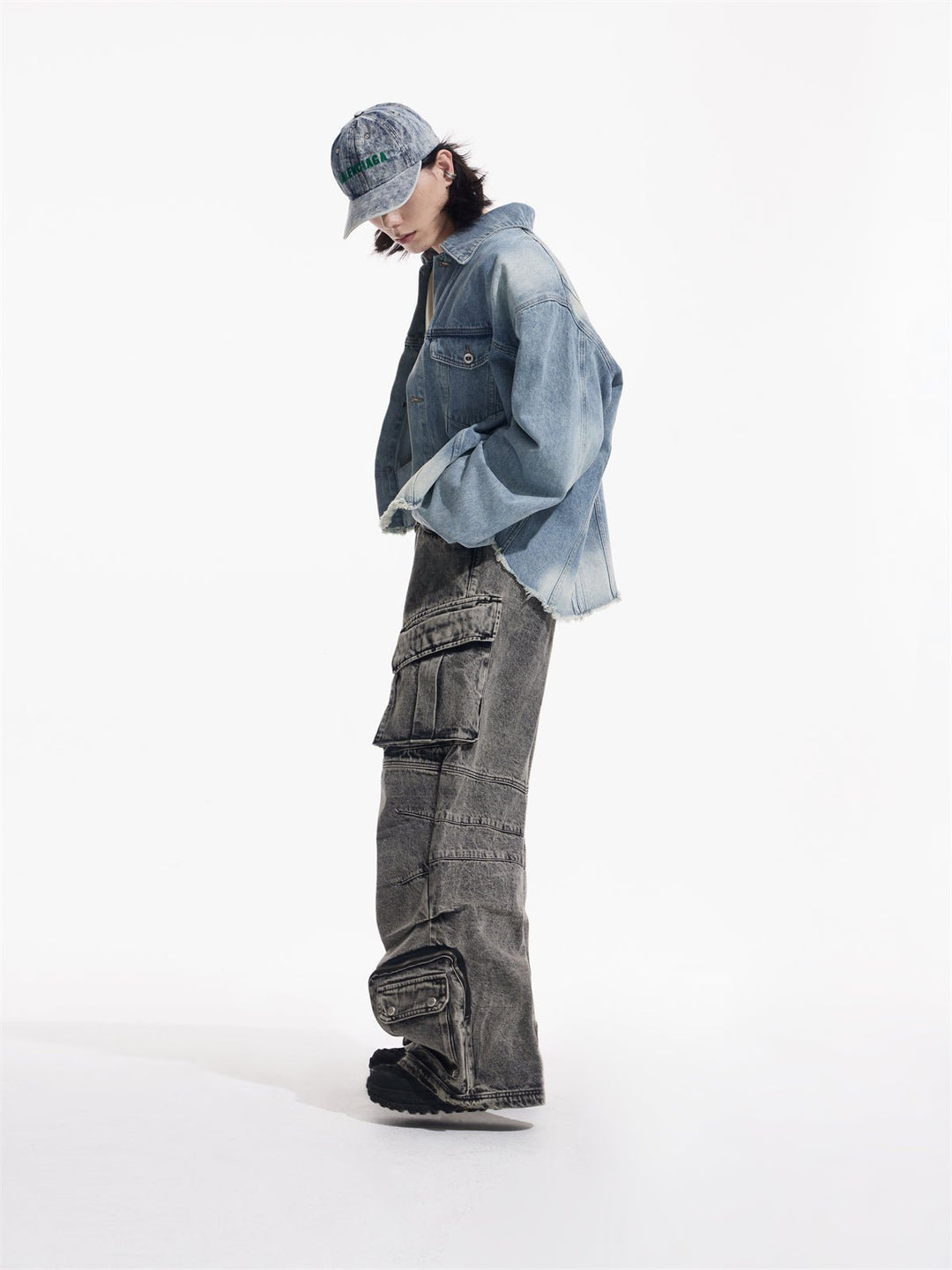 Multi-pocket wide leg casual jeans FE0420