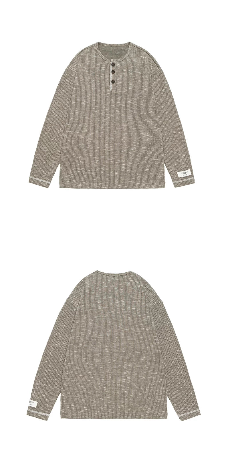 Grey Henry Neck Long Sleeve T-Shirt FE0713