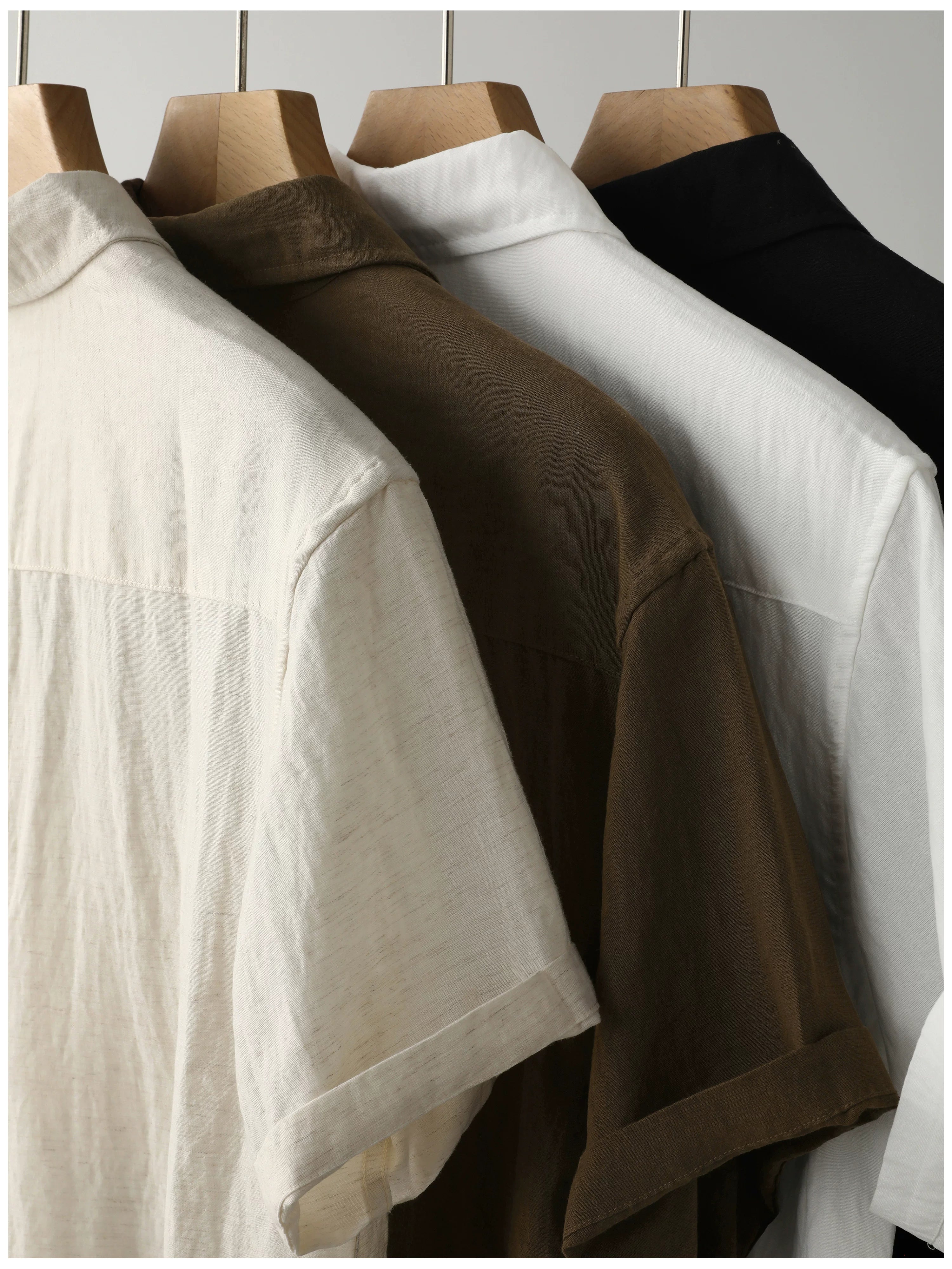 Lyocell Blended Linen Thin Breathable Short Sleeve Shirt FE0728