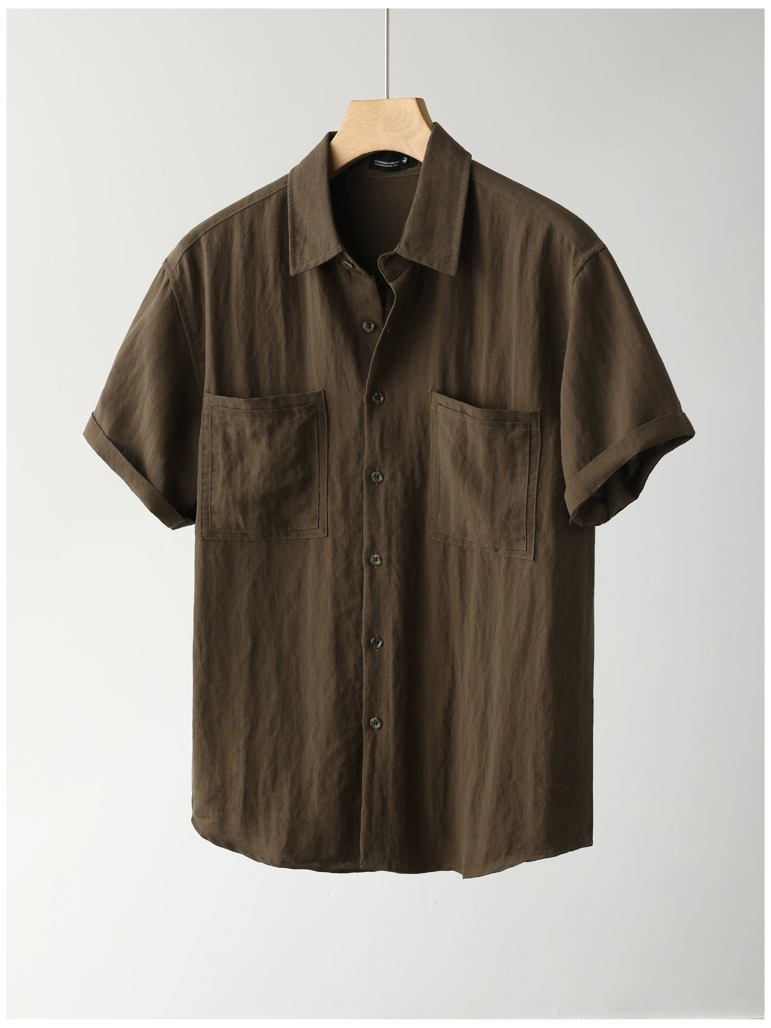 Lyocell Blended Linen Thin Breathable Short Sleeve Shirt FE0728