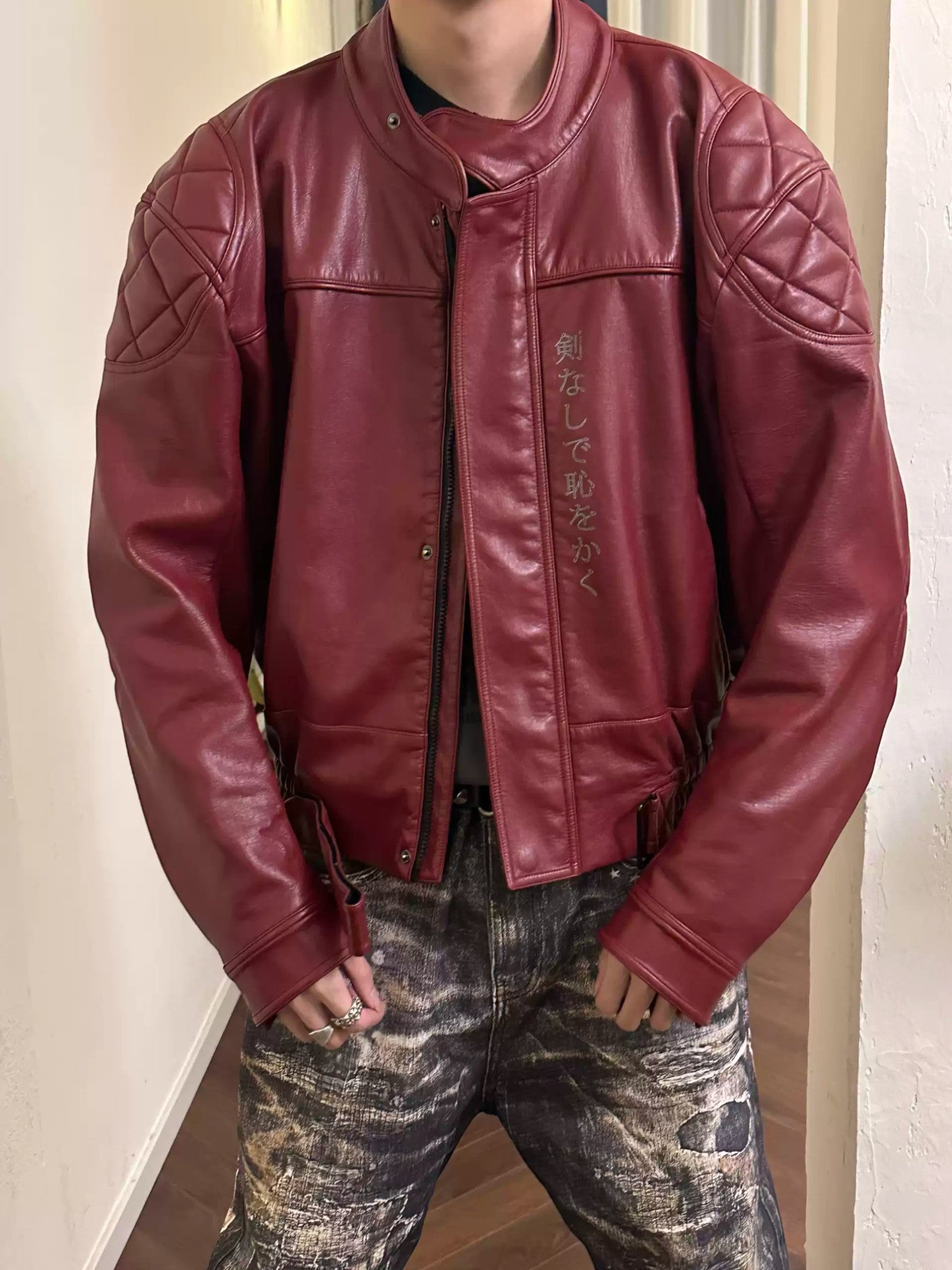 DRAGON-BLADE FAUX LEATHER JACKET FE0214