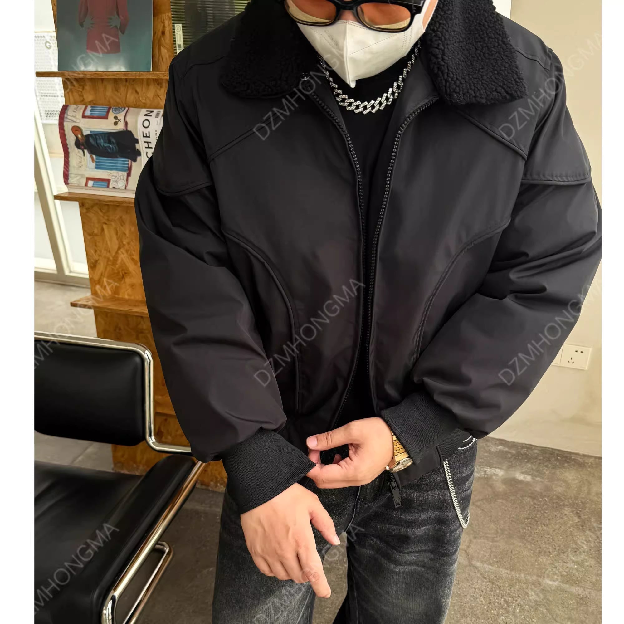 DETACHABLE-COLLAR CROPPED JACKET FE0148