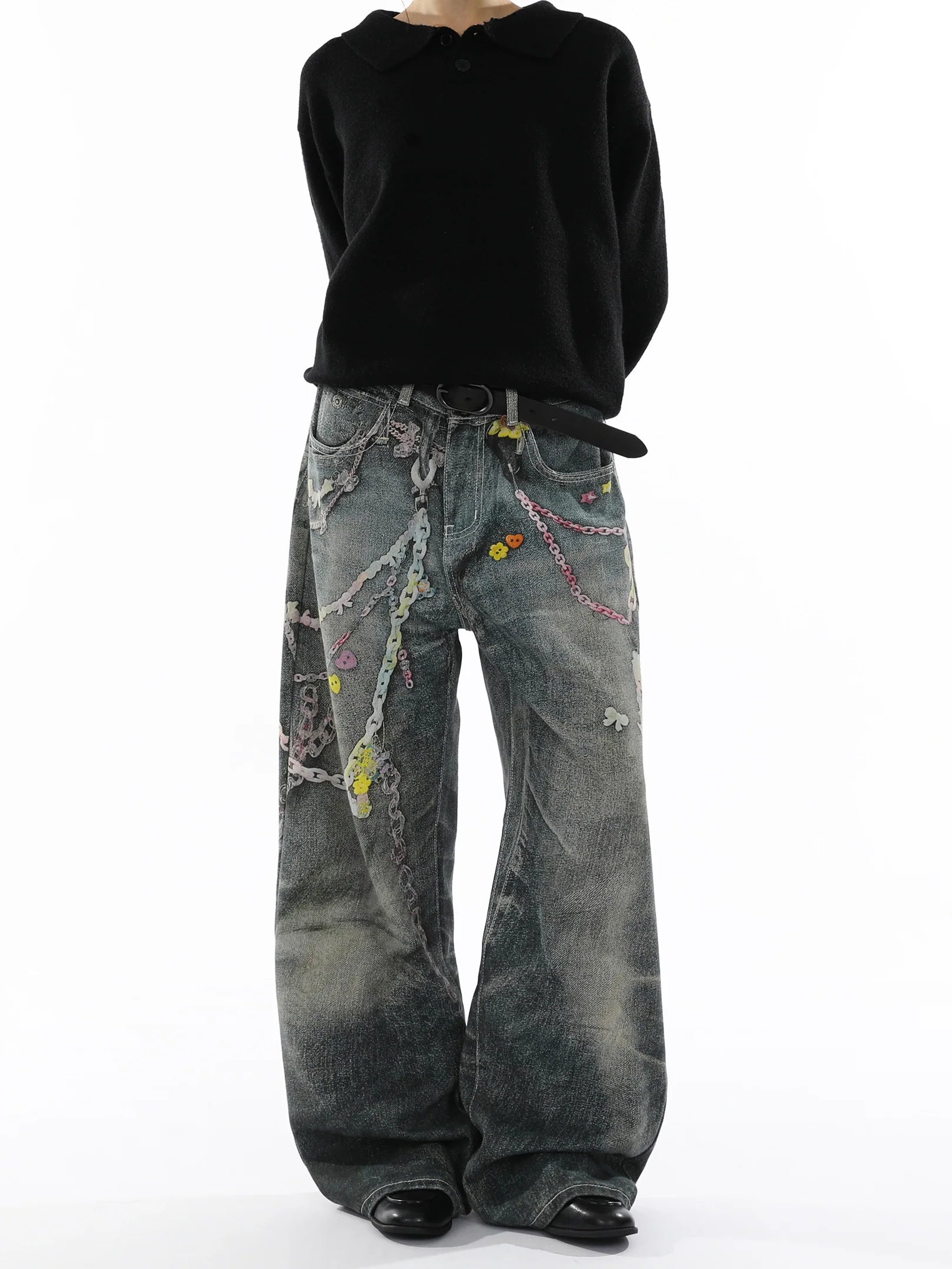 American Printed Straight Jeans FE0112