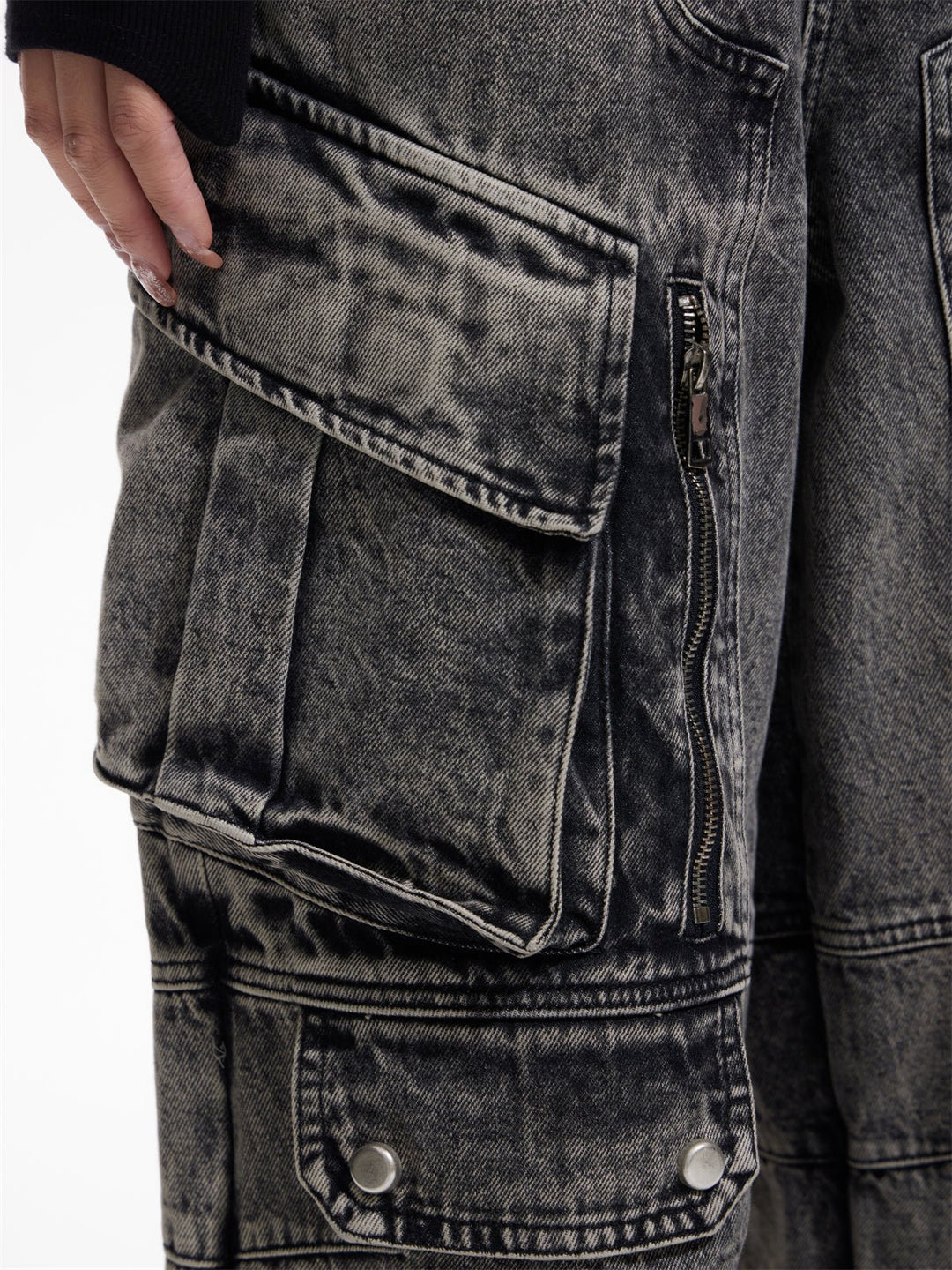 Multi-pocket wide leg casual jeans FE0420