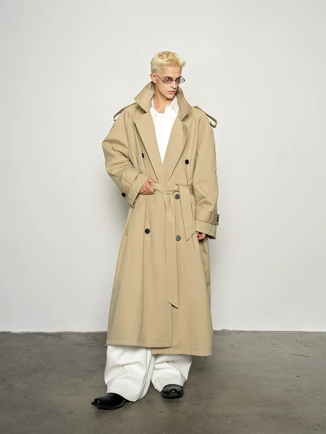 Premium slack large silhouette long trench coat men's classic casual loose coat coat FE0614