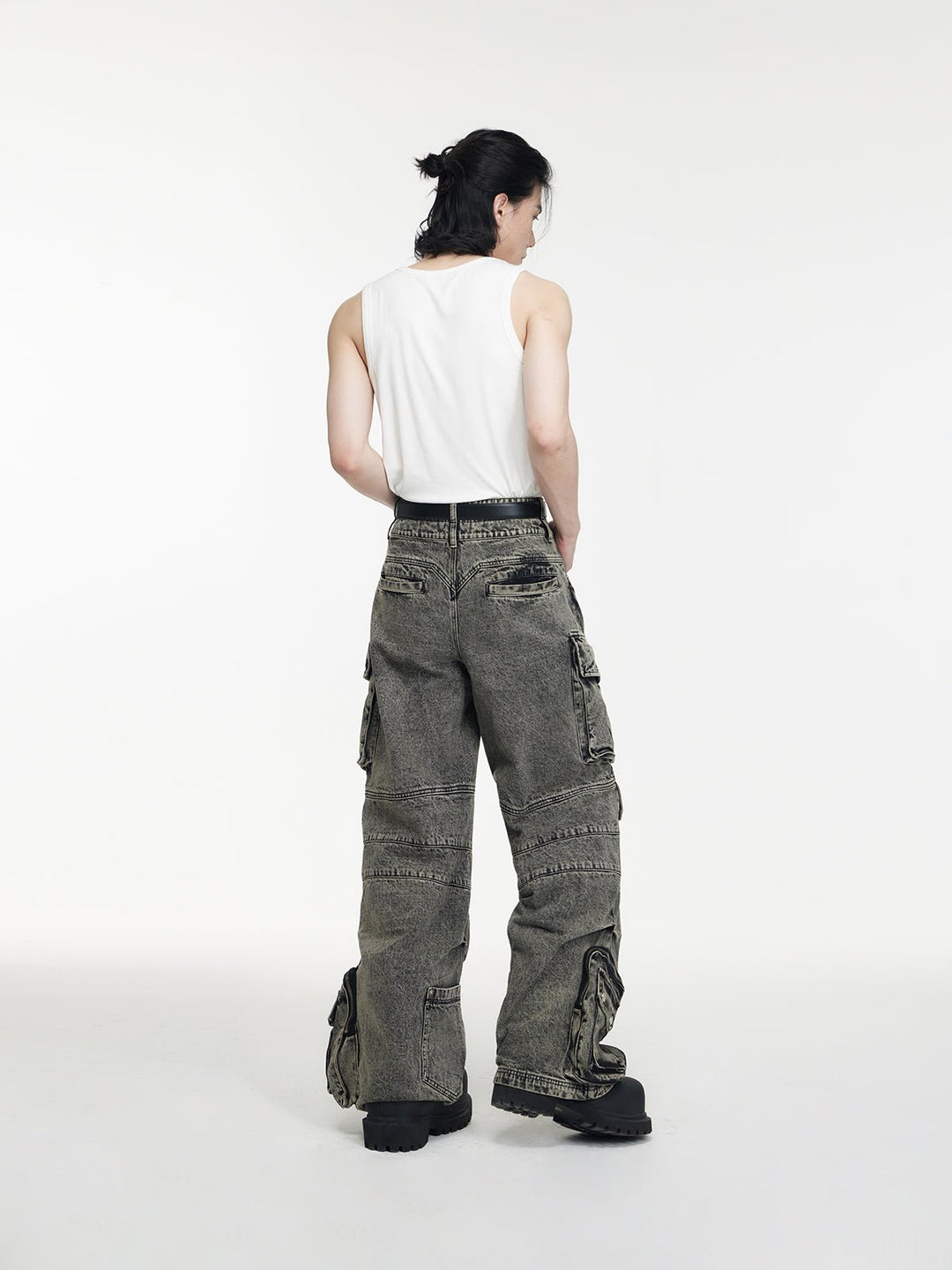 Multi-pocket wide leg casual jeans FE0420