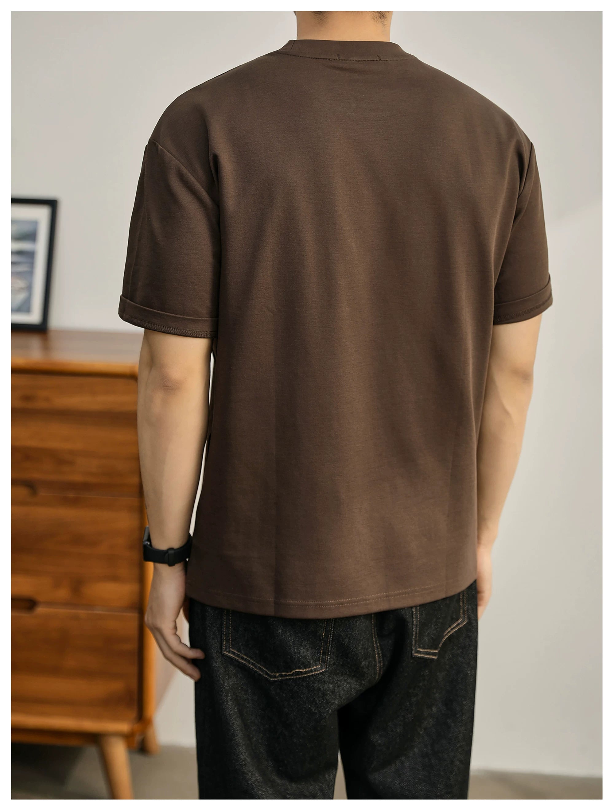 Summer American Splicing Micro Wide Half Sleeve Deconstruction Crisp T-Shirt FE0734