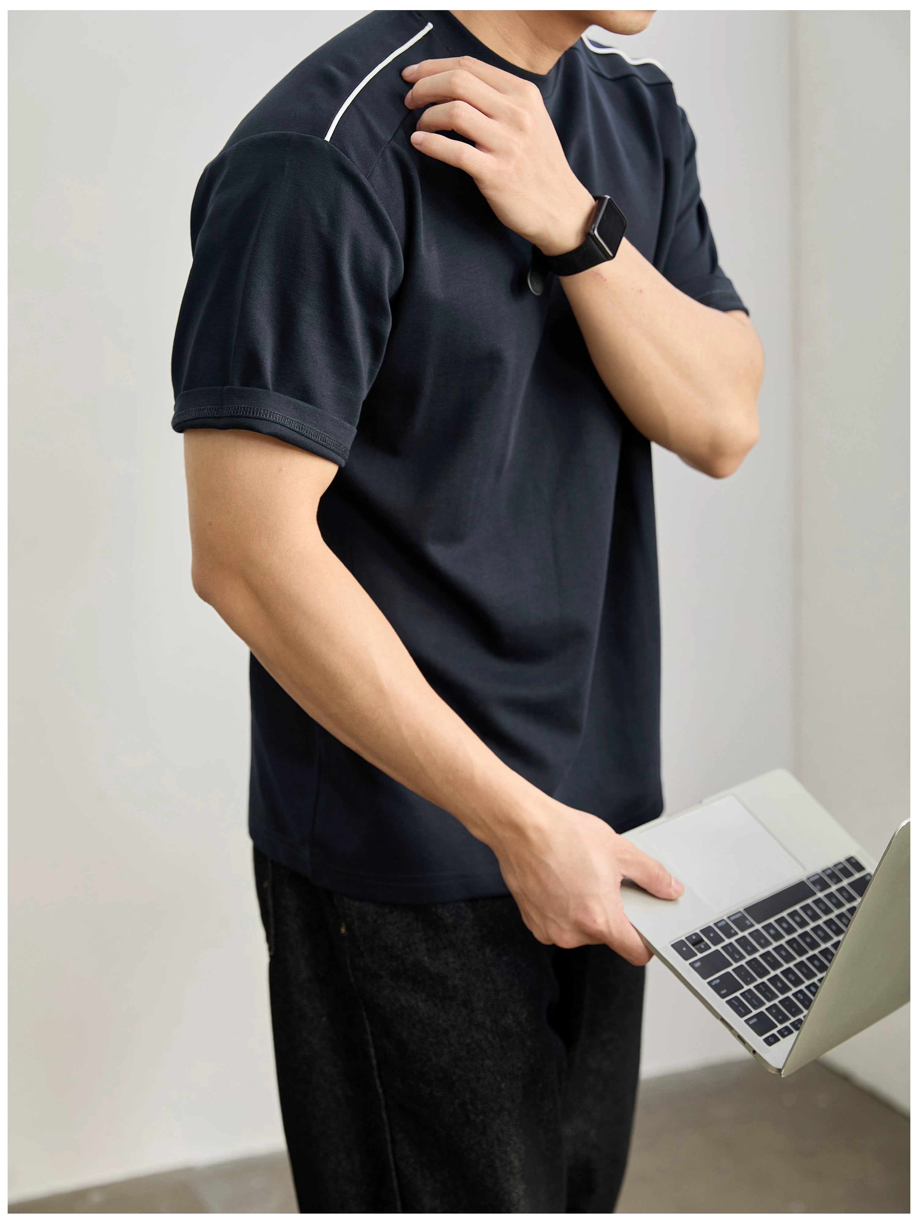Simple washed cotton short-sleeved T-shirt FE0738