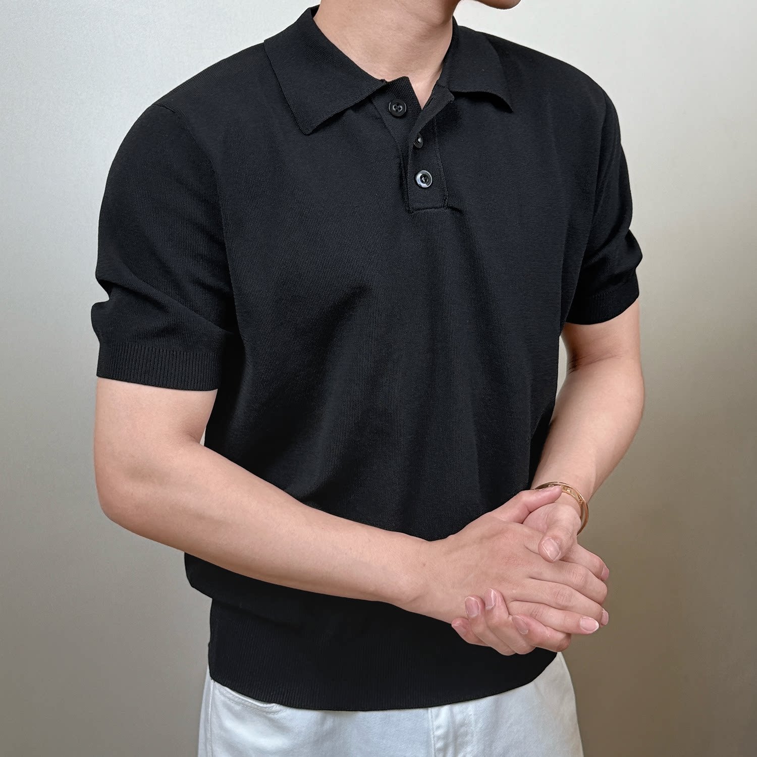 Old Money Wind Lapel POLO Shirt Knitted Short Sleeve T-Shirt FE0720