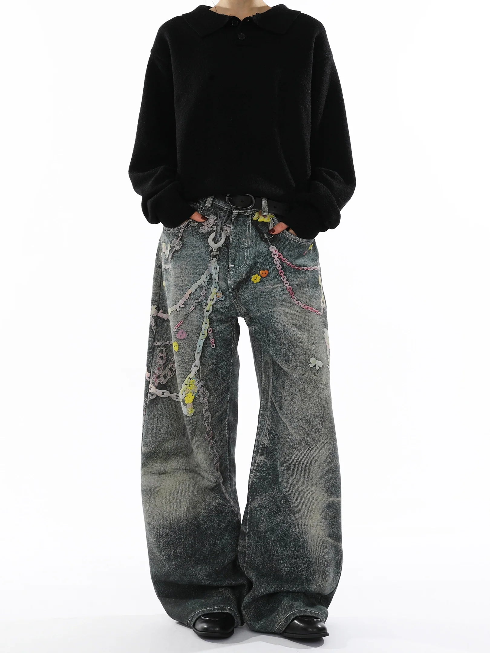 American Printed Straight Jeans FE0112