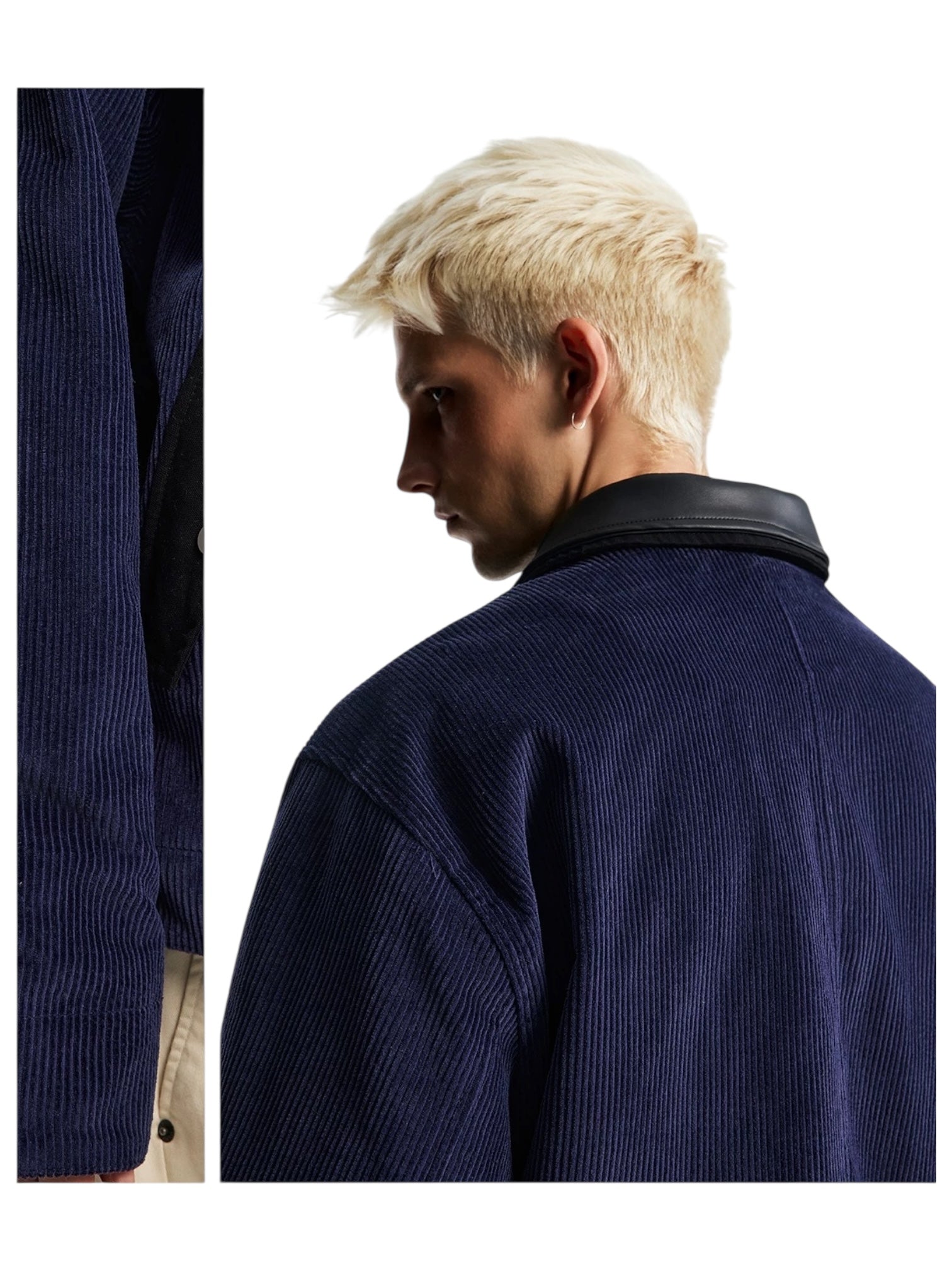 CORDUROY LEATHER-COLLAR JACKET FE0132