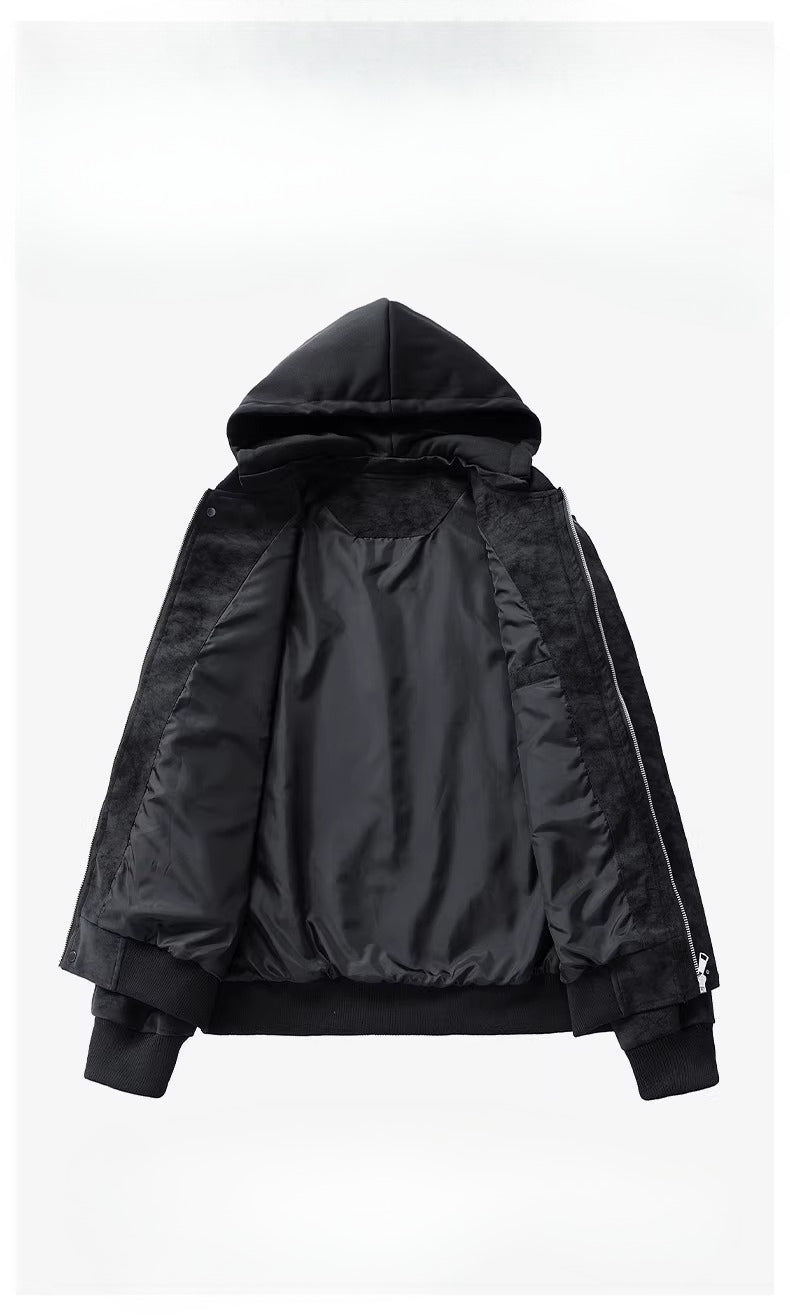 Spring PU leather jacket hooded jacket FE0703