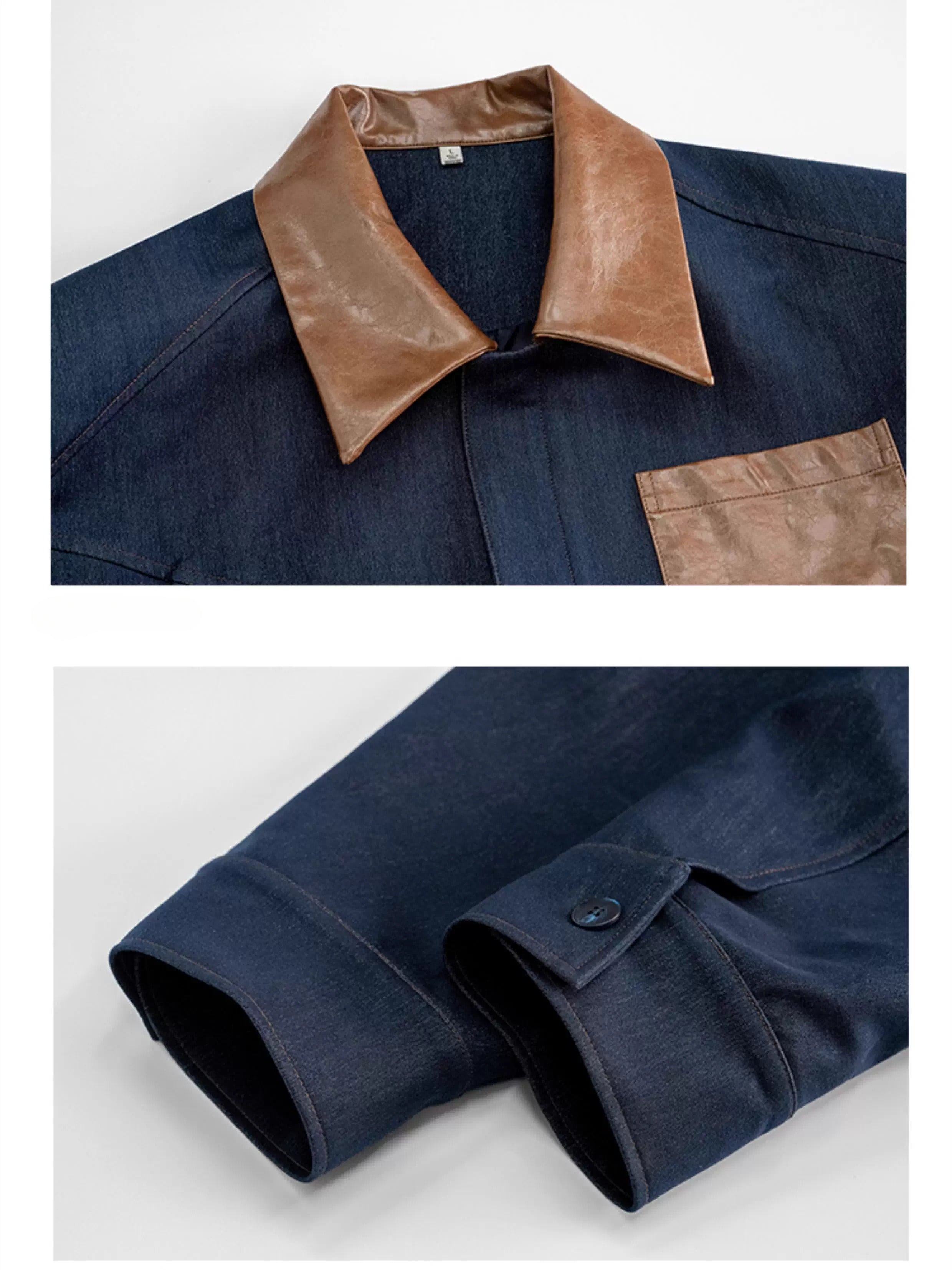 Leather shoulder padded short jacket FE0128