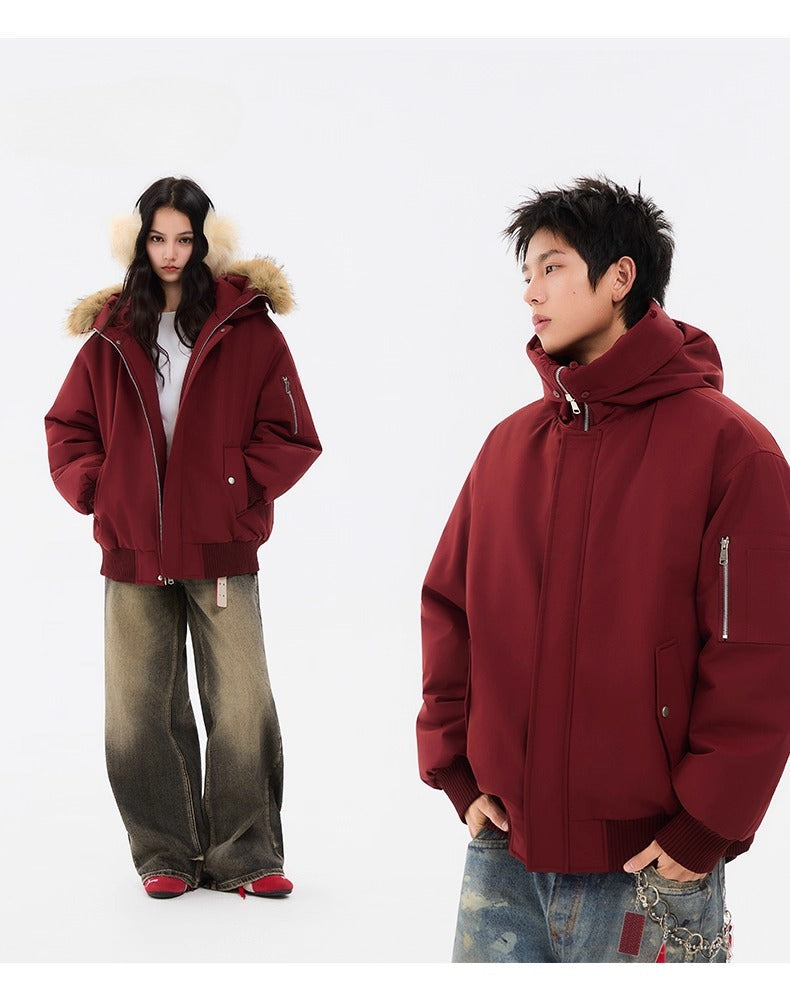 Fur collar hooded cotton jacket FE0448