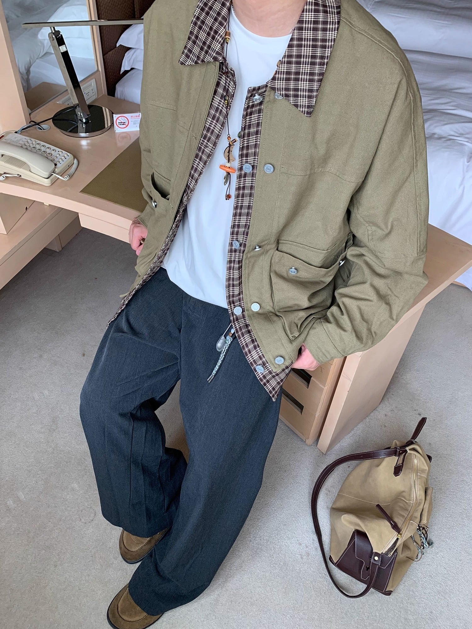PLAID LAYERED WORK JACKET FE0496