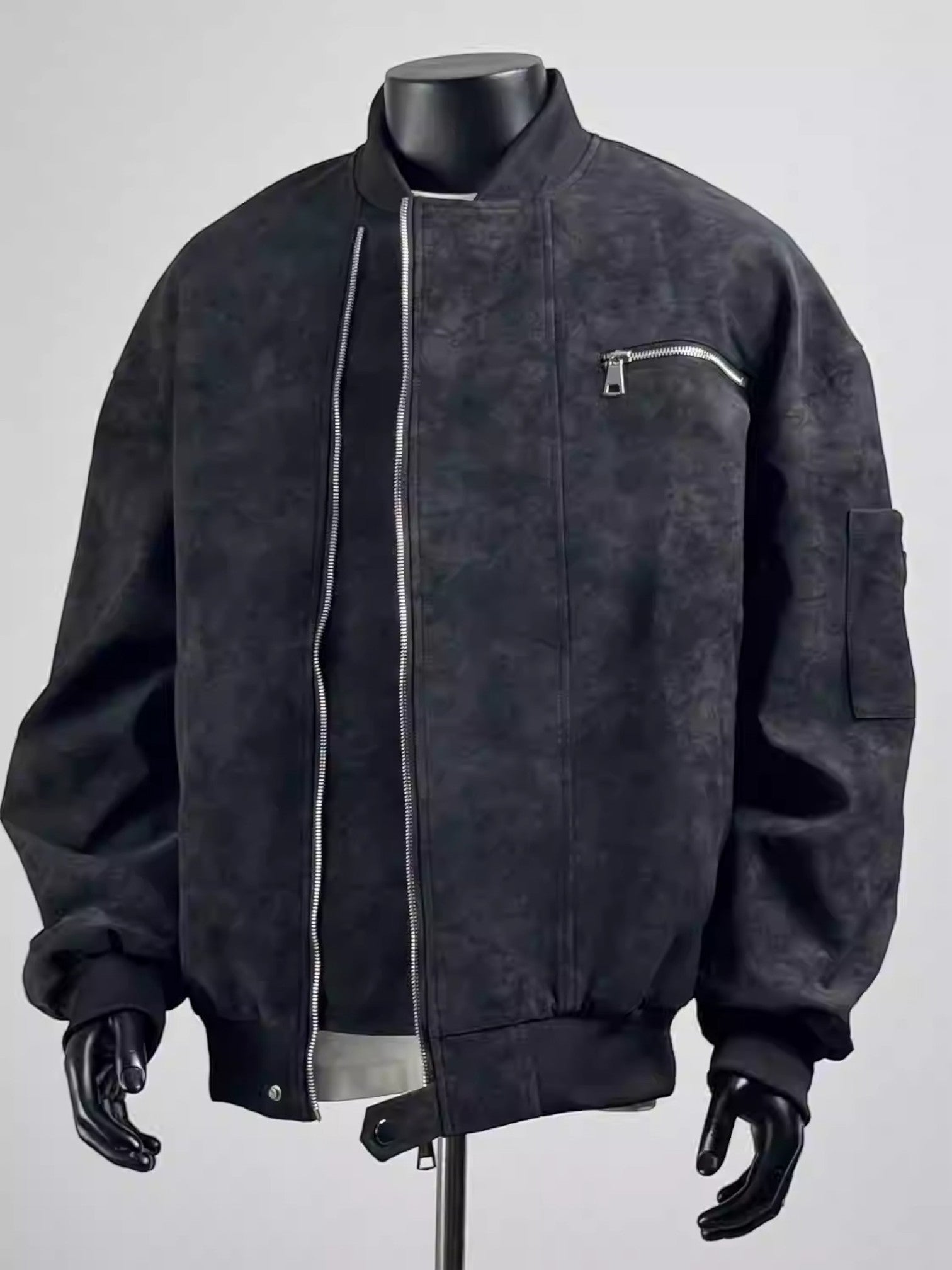 LOOSE STAND-COLLAR MOTO JACKET FE0217