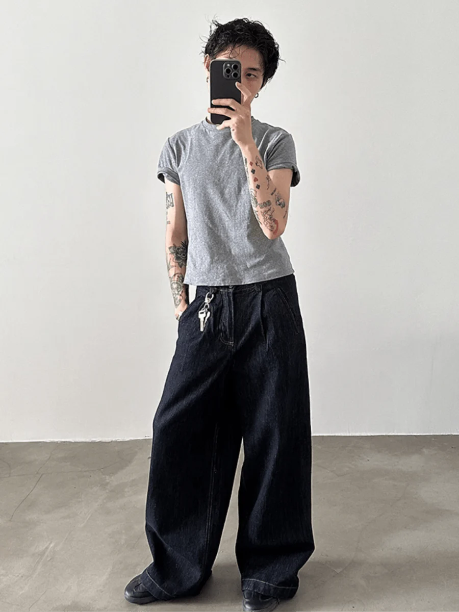 100% Cotton Wash Wide Leg Jeans FE0417